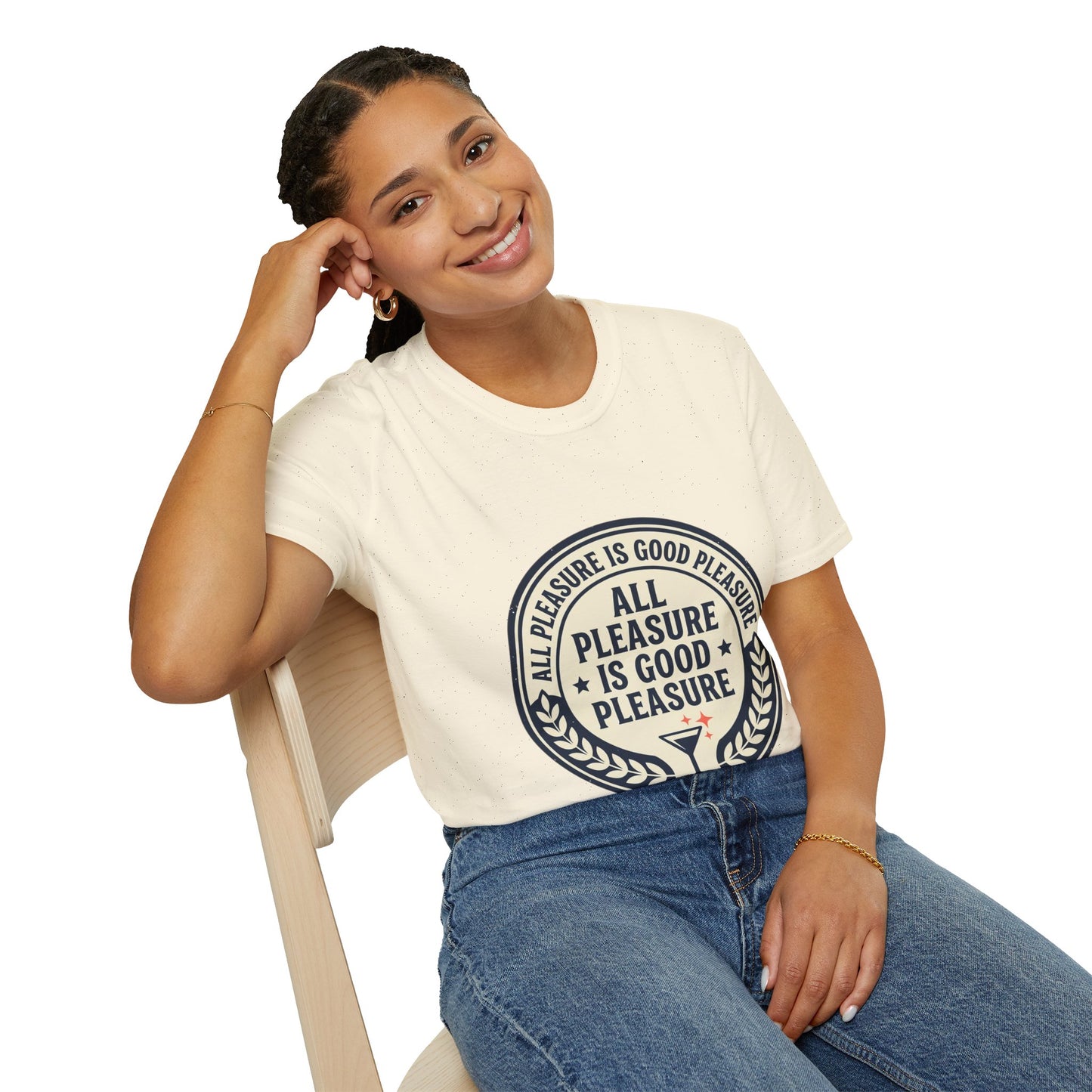 "All Pleasure Is Good Pleasure" Vintage Badge Tee