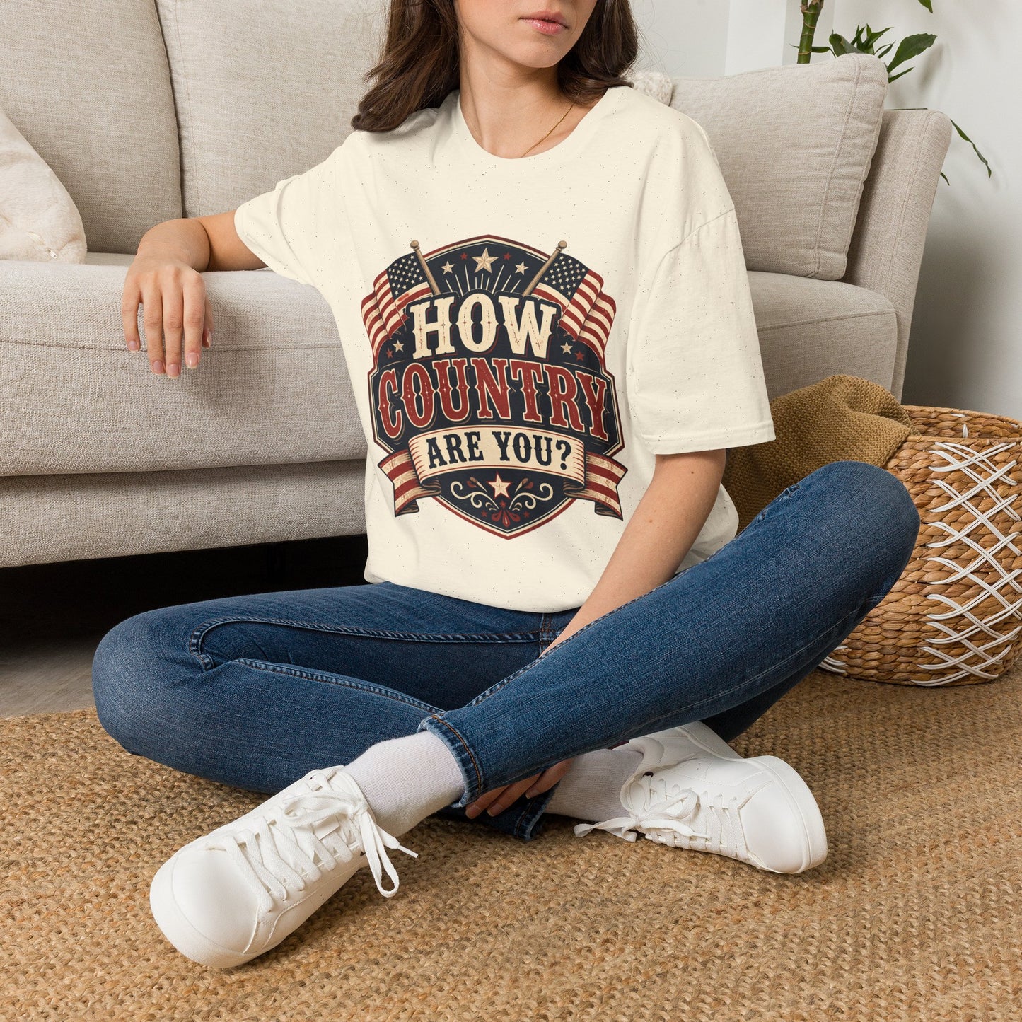 How Country Are You? T-Shirt — Vintage American Flag Country Graphic Tee