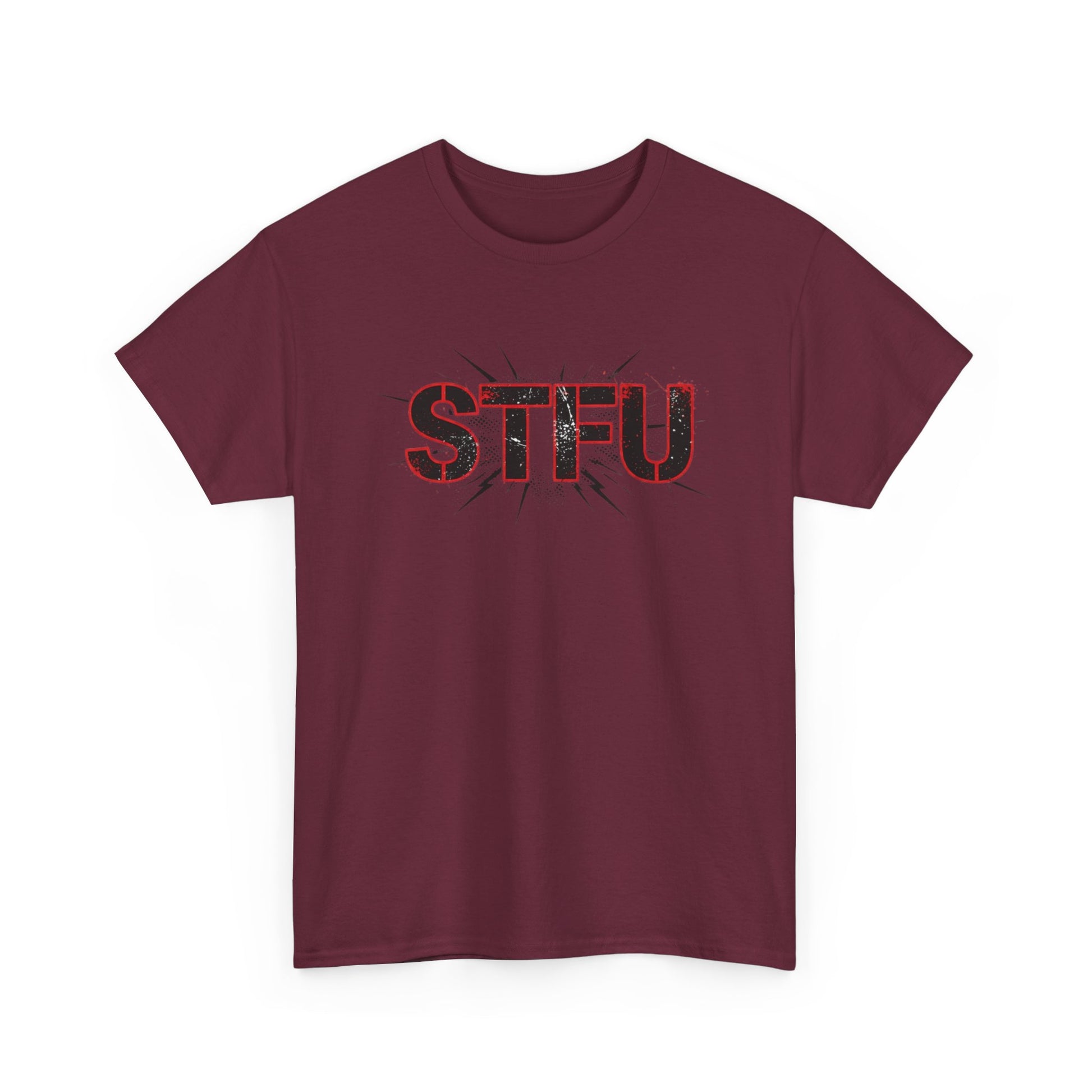 STFU Graphic Tee — Bold Distressed Text Shirt for Statement Style Printify