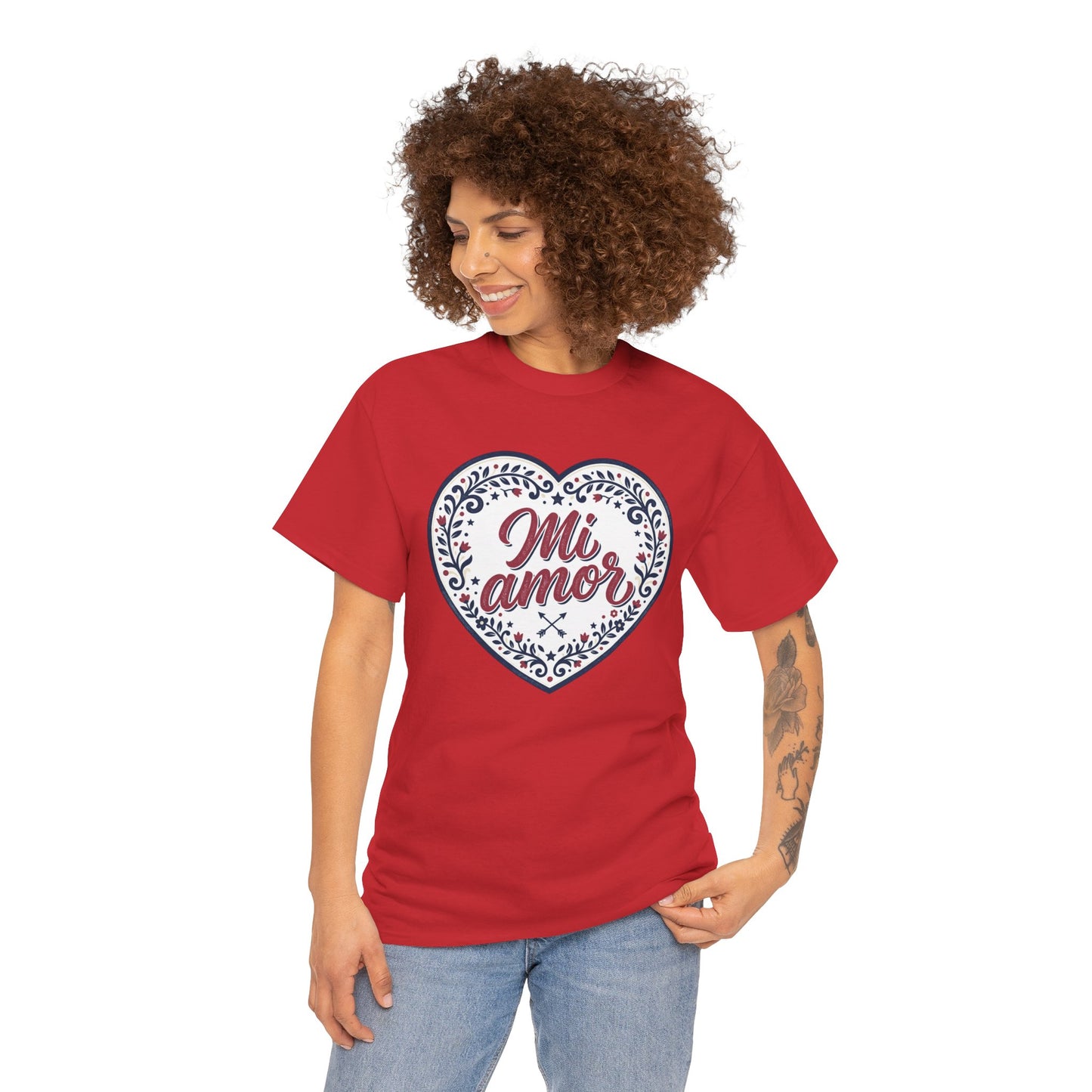 Mi Amor Heart T-Shirt — Romantic Floral Graphic Tee for Valentine’s Day