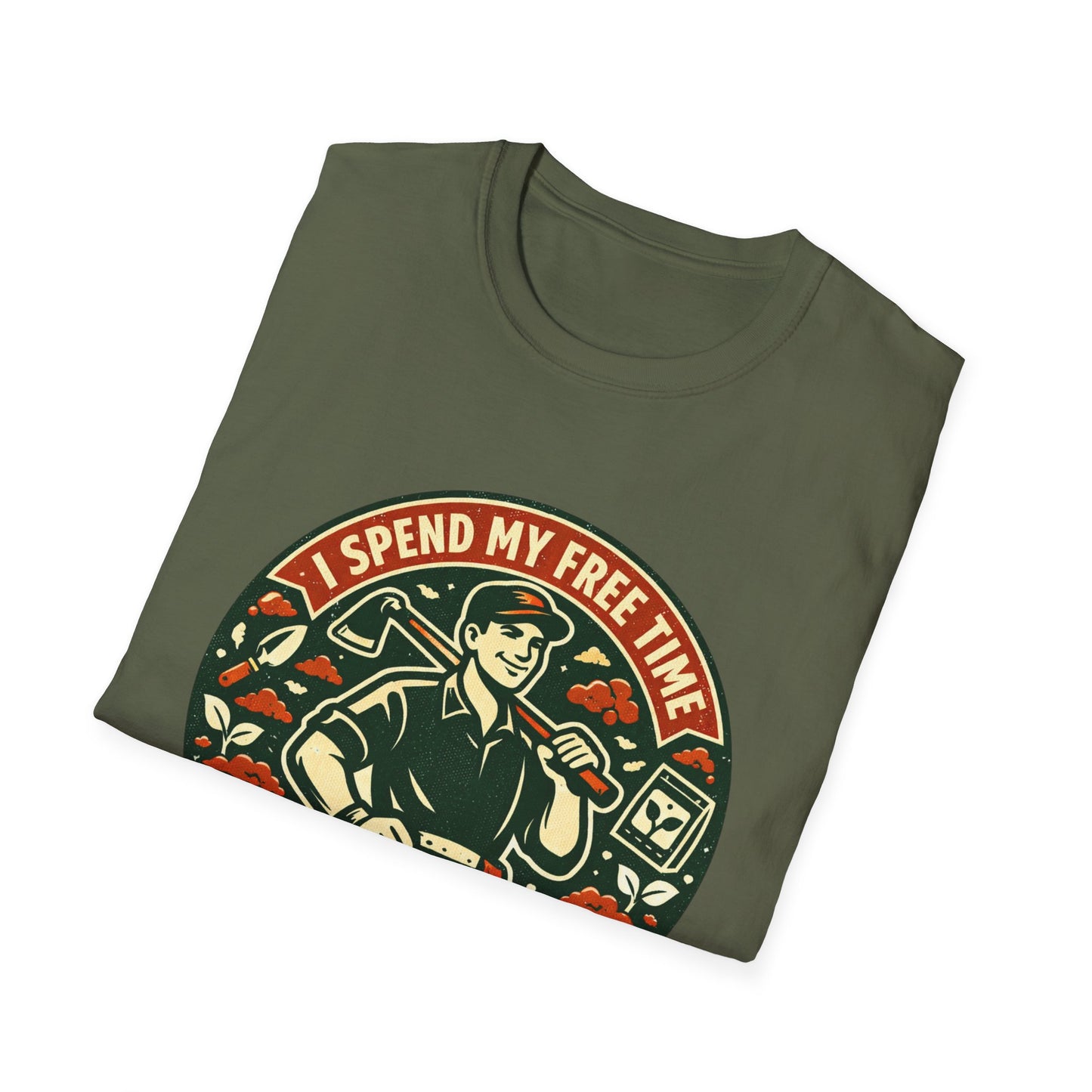 Gardener T-Shirt — “I Spend My Free Time With Hoes & Dirt Bags” Retro Gardening Tee