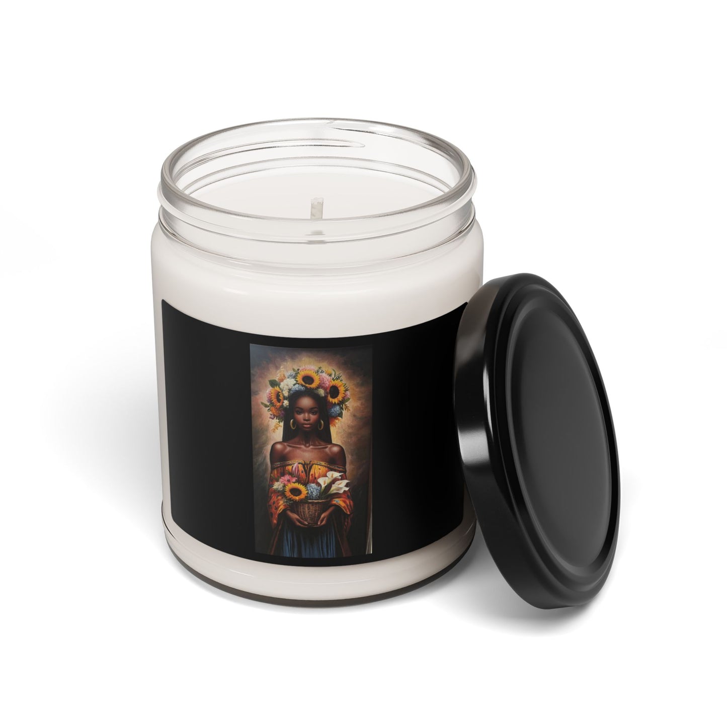 Soy Candle — Black Madonna with Sunflowers Scented Jar (9 oz)