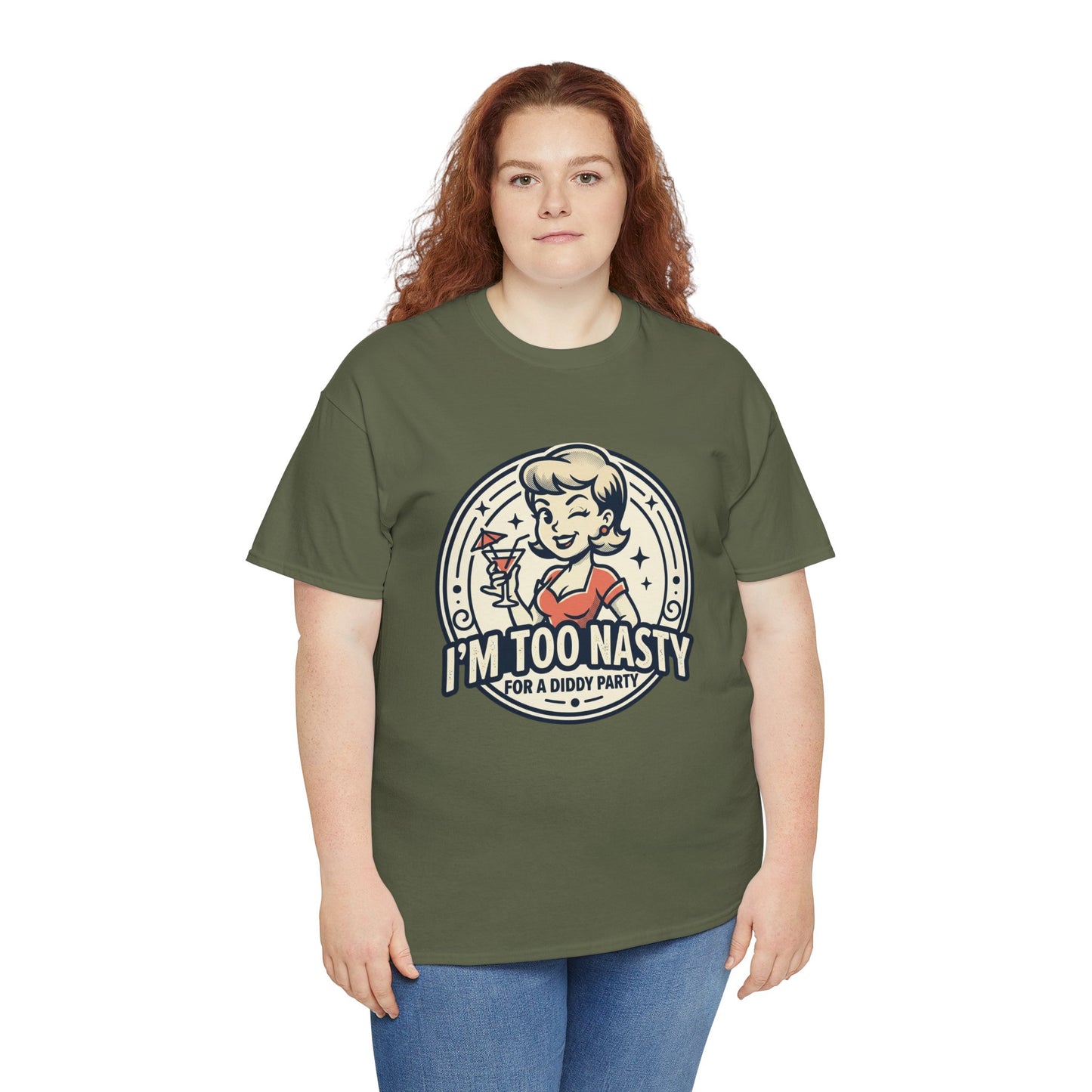 "I'm Too Nasty for a Diddy Party" Retro Cocktail Graphic Tee