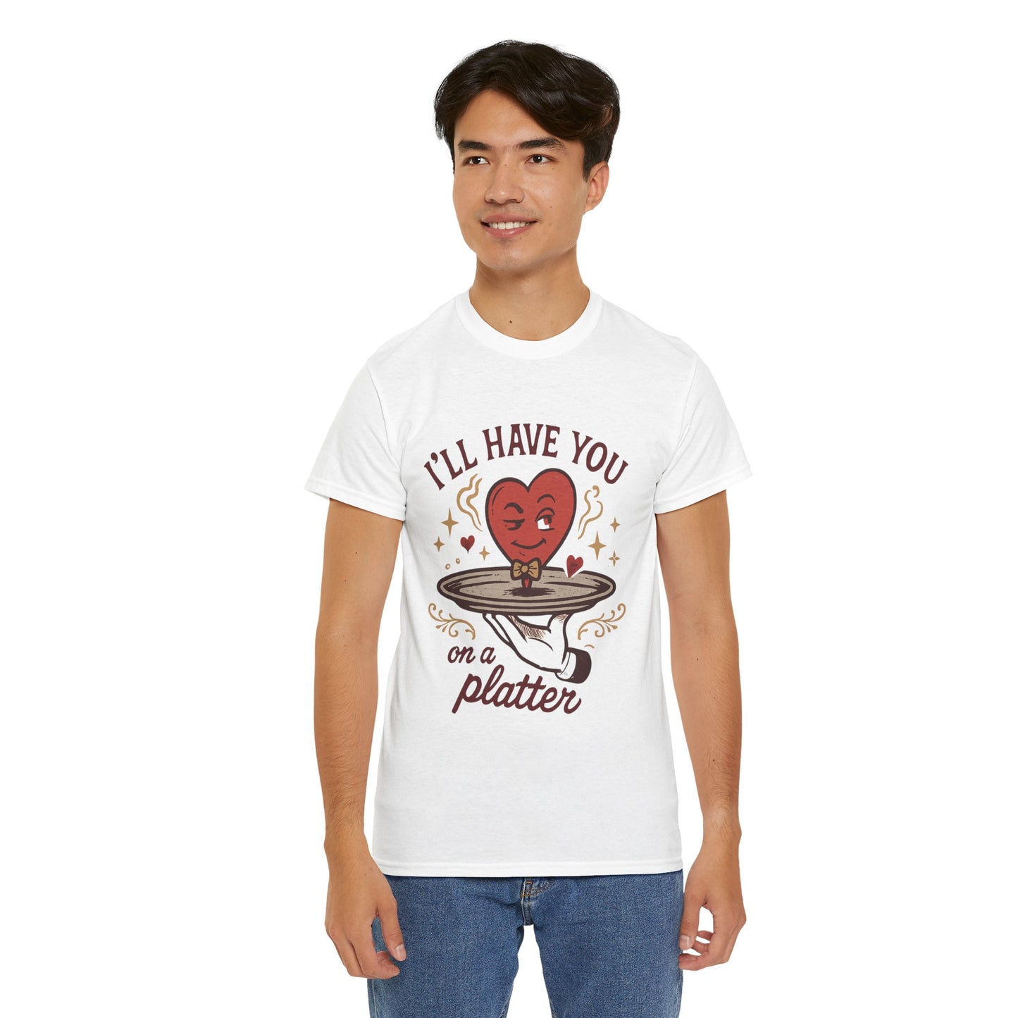 Valentine Heart on a Platter T-Shirt — I'll Have You on a Platter Cute Romantic Tee