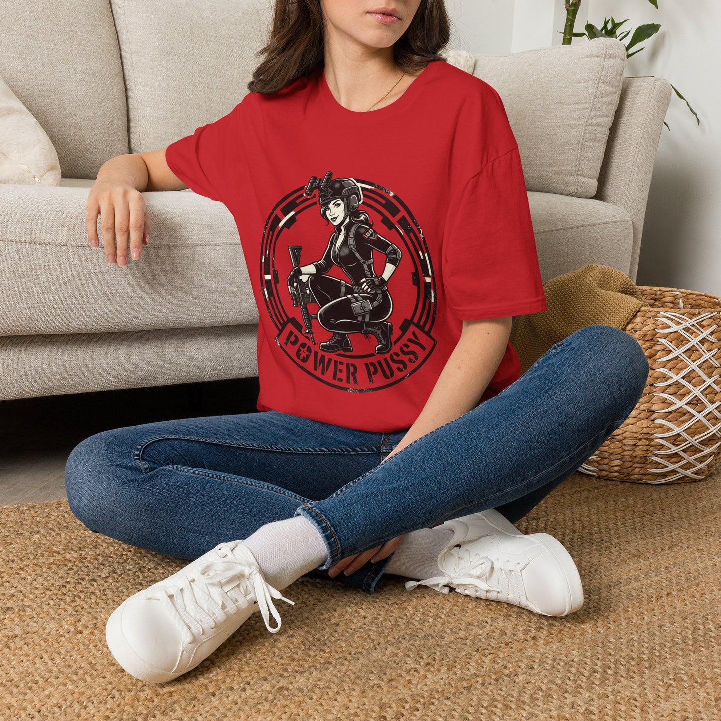 Power Pussy Graphic T-Shirt — Retro Pinup Catwoman Style Tee