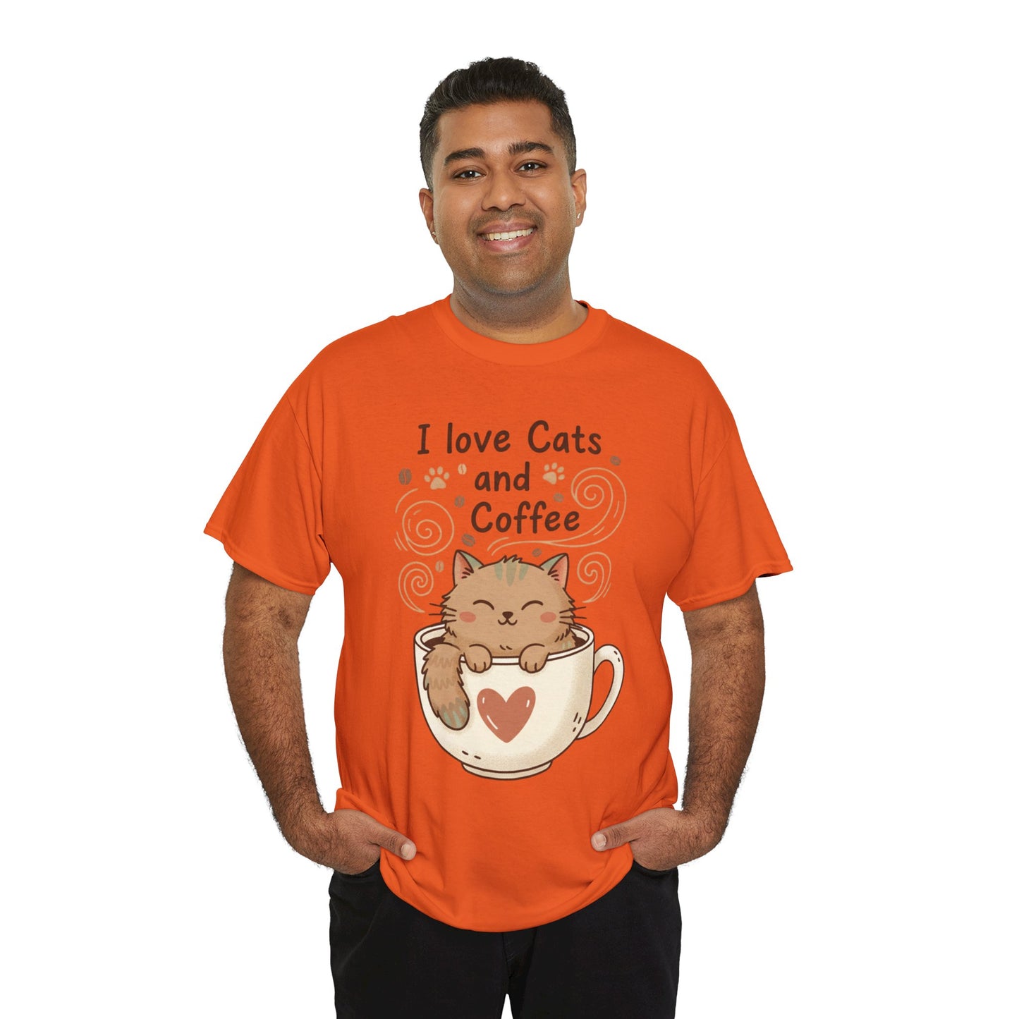 Cat and Coffee T‑Shirt — "I Love Cats and Coffee" Cute Cat in Mug Tee
