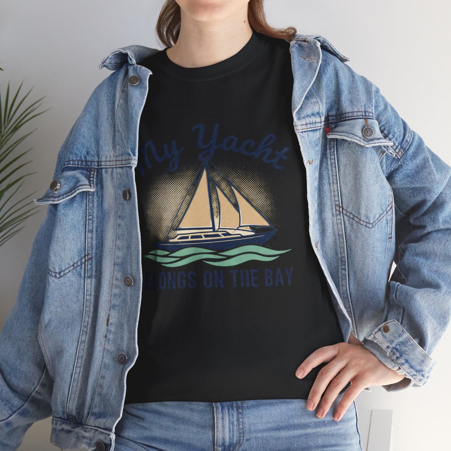 Sailboat Graphic Tee - "My Yacht Belongs on the Bay" Casual Nautical T-Shirt