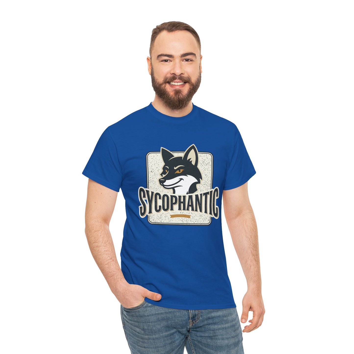Sycophantic Fox Graphic Tee — Retro Animal Logo T-Shirt