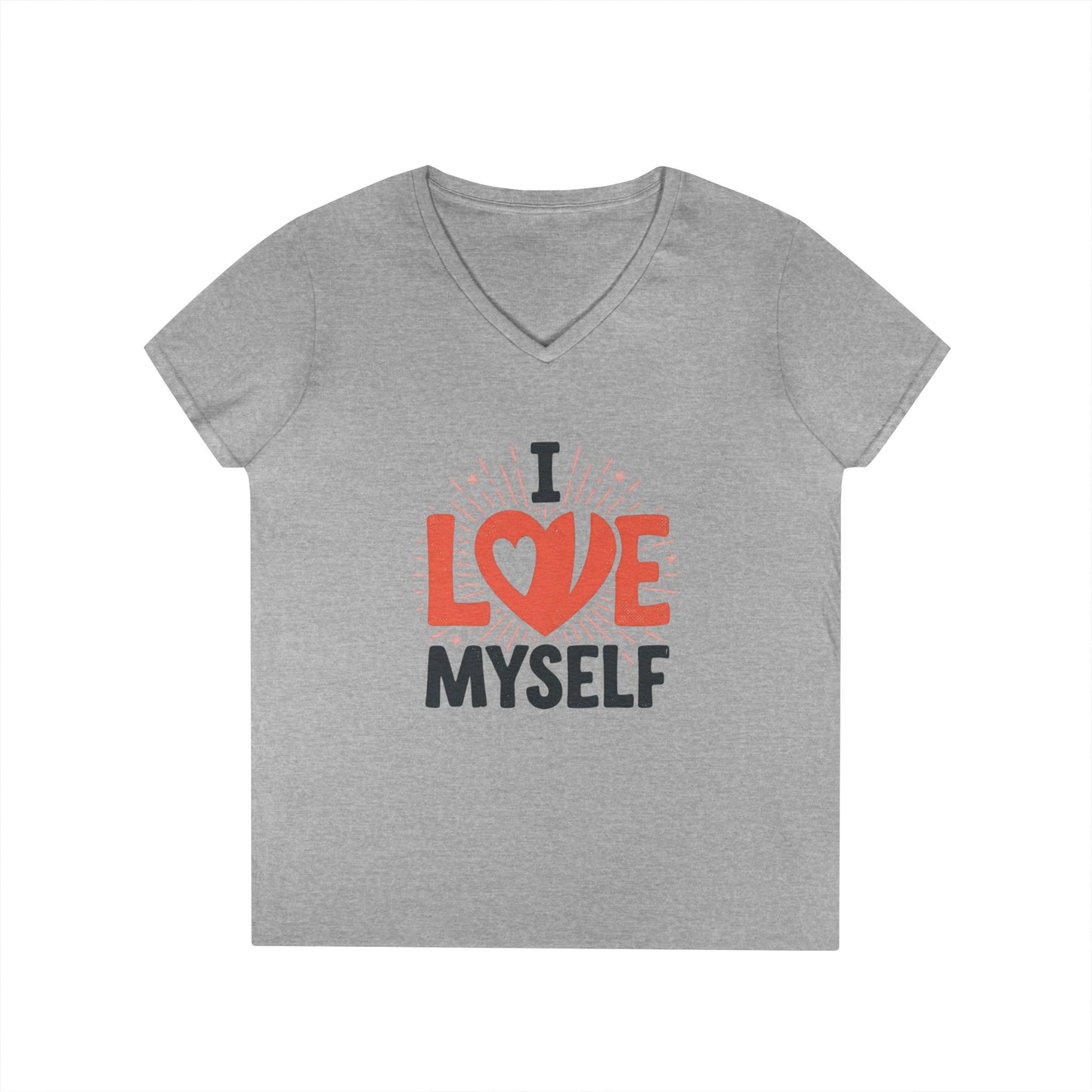 I Love Myself V-Neck Tee — Self-Love Women's T-Shirt Printify
