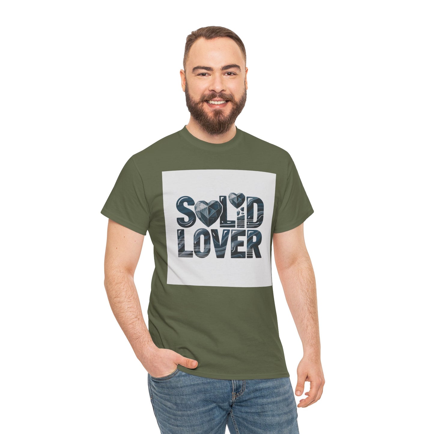 Solid Lover T‑Shirt — Bold Heart Typography Tee for Couples & Romance