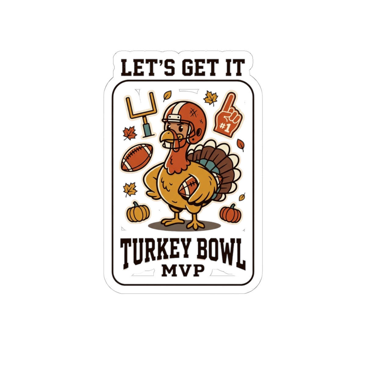 Turkey Bowl MVP Sticker | Thanksgiving football, fall turkey decal