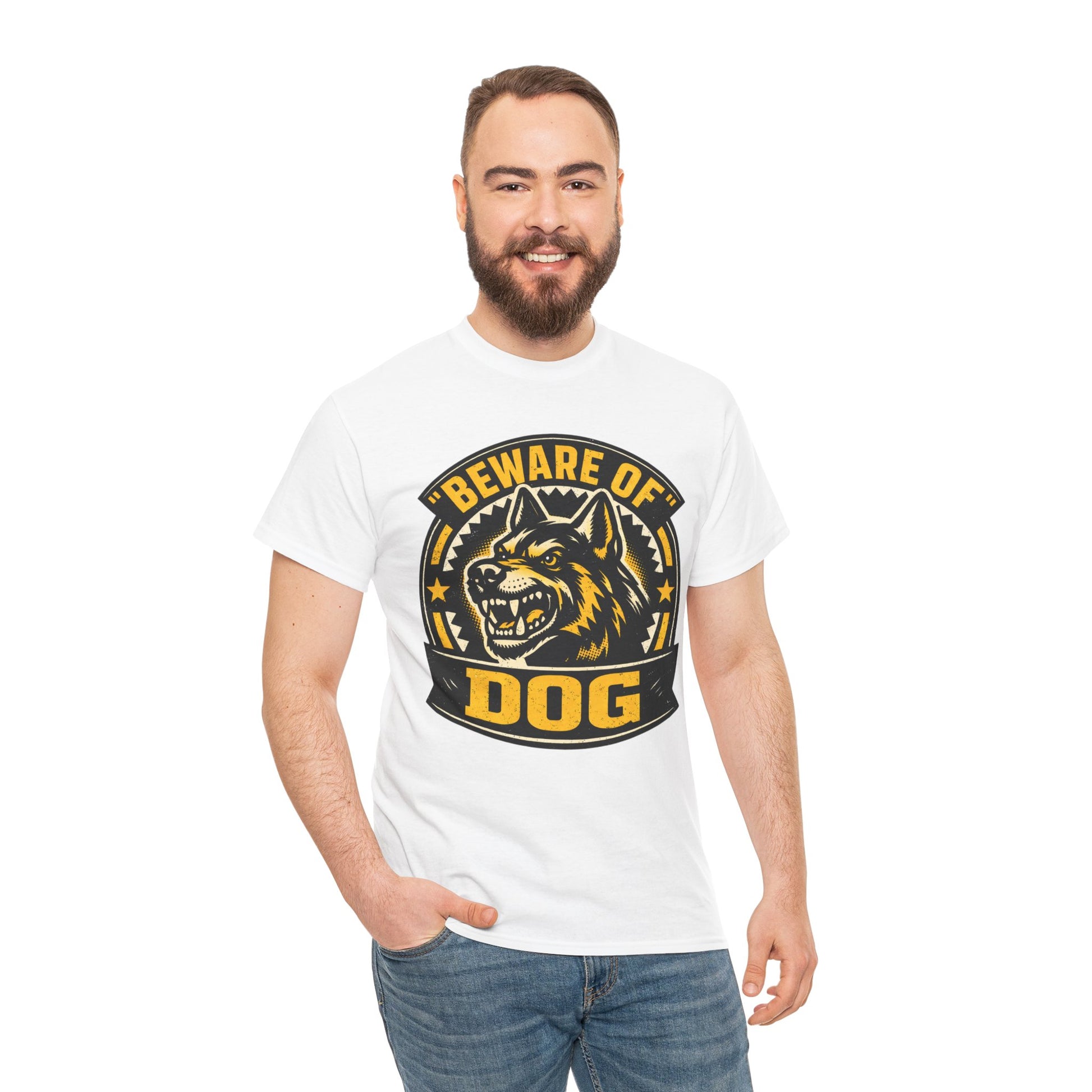 Beware of Dog T-Shirt — Retro Aggressive Dog Warning Graphic Tee Printify