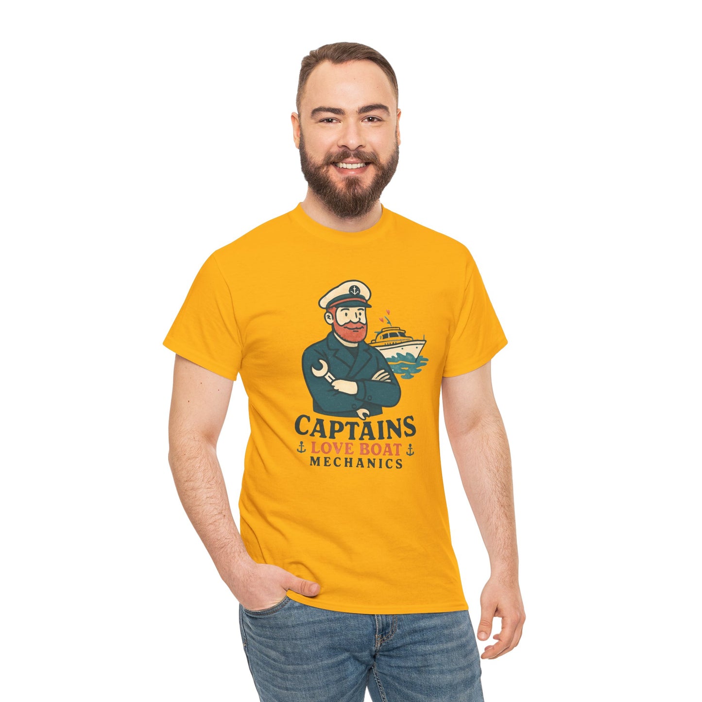 Captain Mechanics T‑Shirt — "Captains Love Boat Mechanics" Nautical Crew Tee