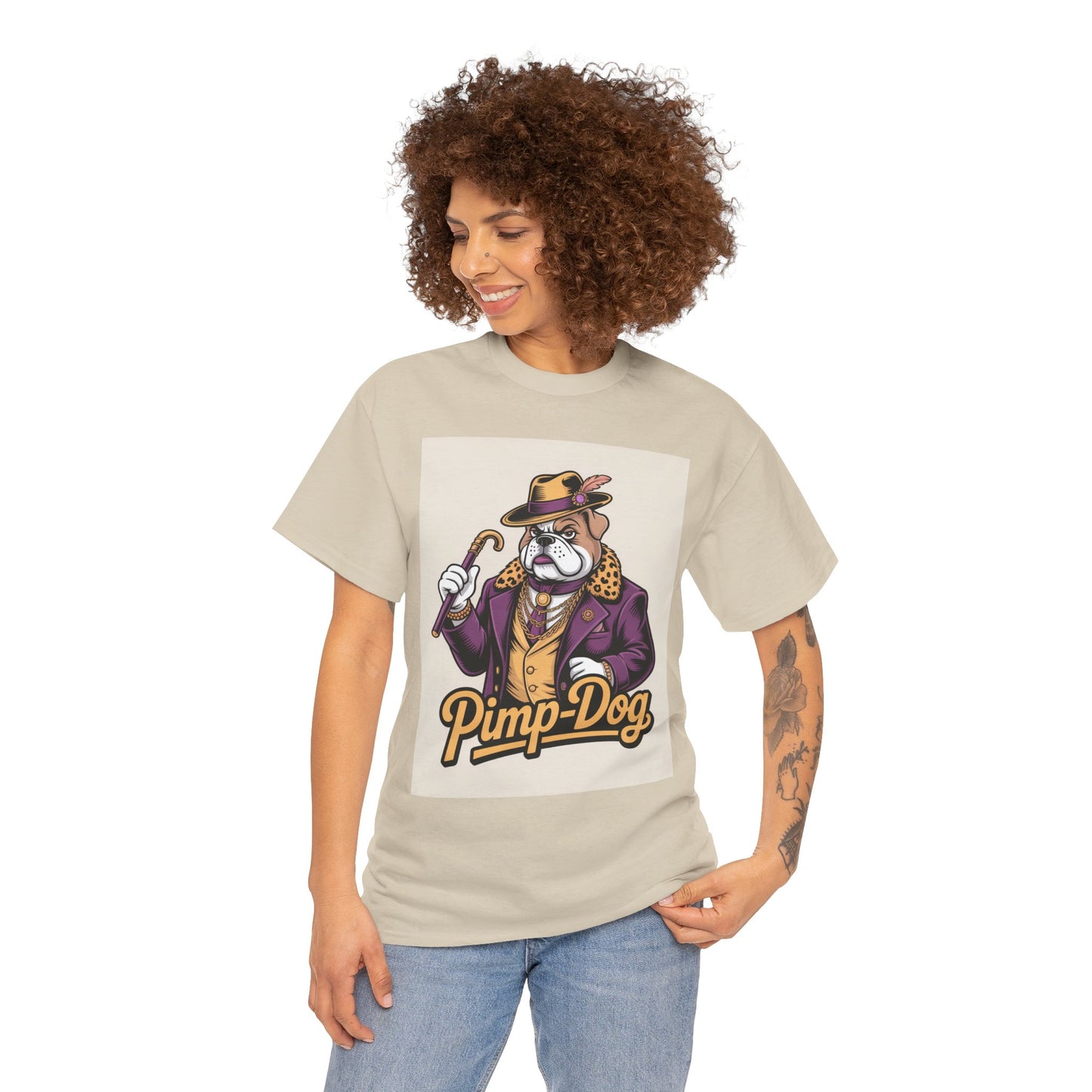 Pimp-Dog Graphic Tee — Retro Bulldog Character Shirt Printify