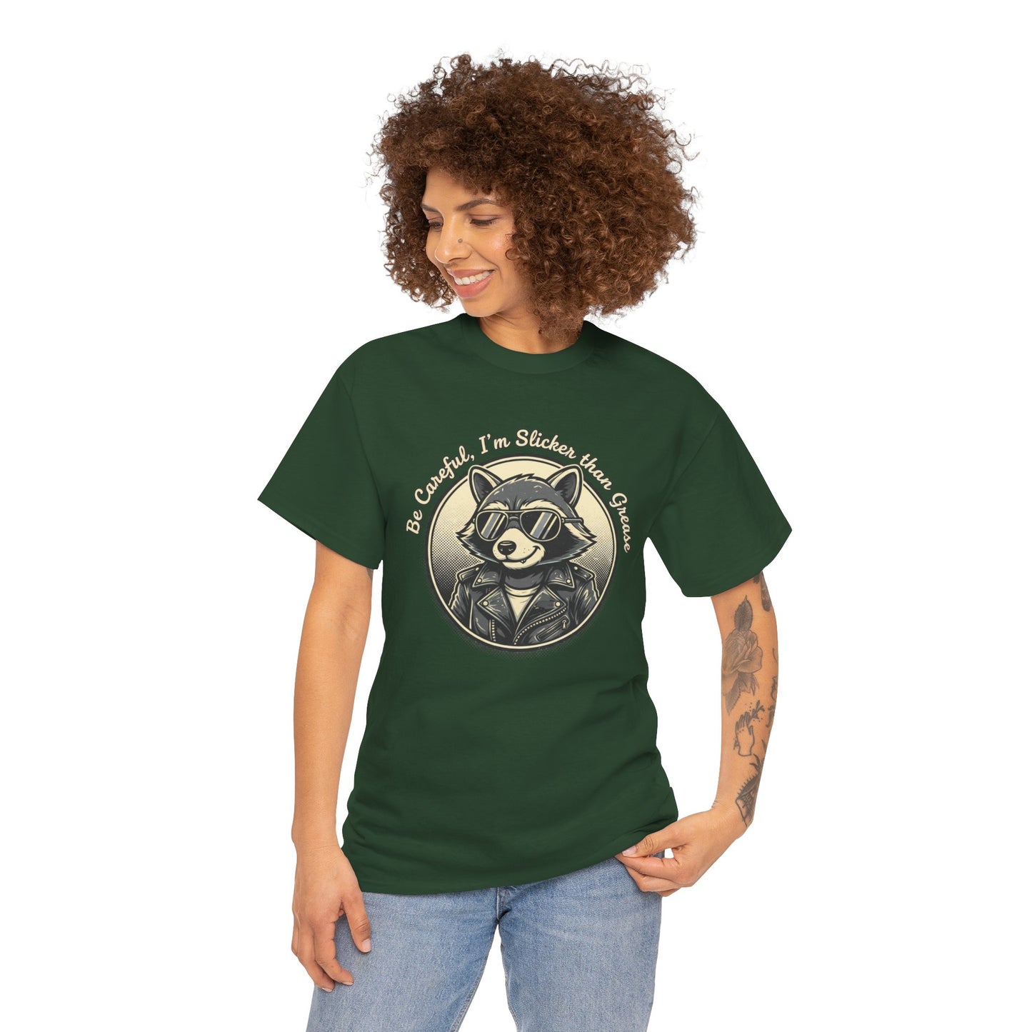 Raccoon Detective Graphic Tee — "Be Careful I’m Watching Your Snacks" Vintage Badge T-Shirt