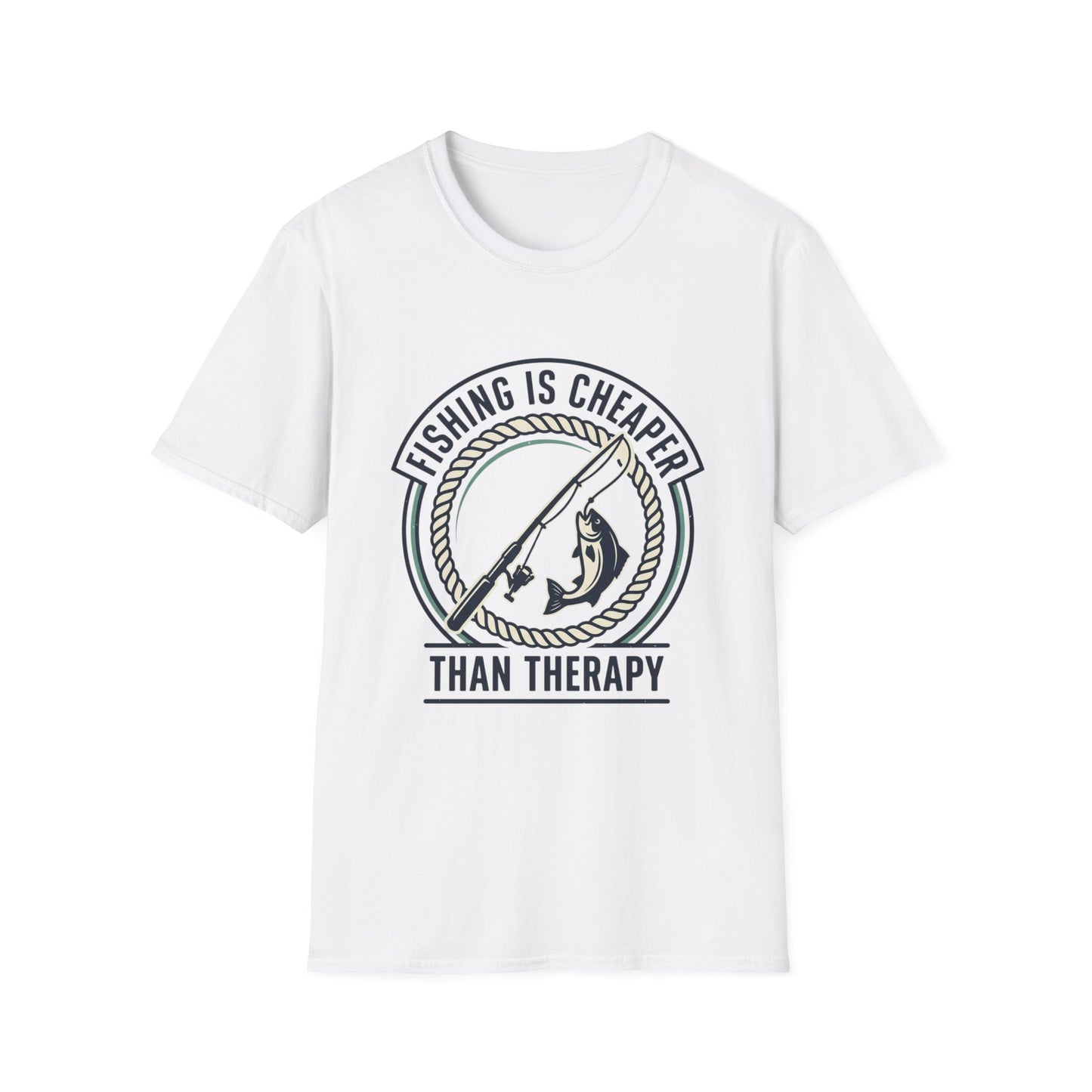 Fishing Is Cheaper Than Therapy T-Shirt — Funny Fishing Graphic Tee for Anglers