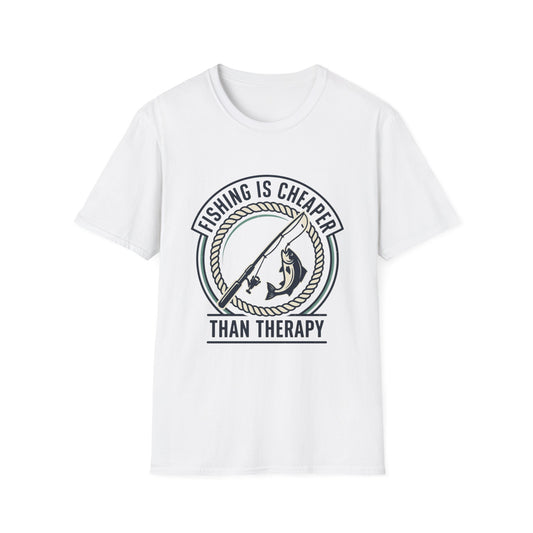 Fishing Is Cheaper Than Therapy T-Shirt — Funny Fishing Graphic Tee for Anglers