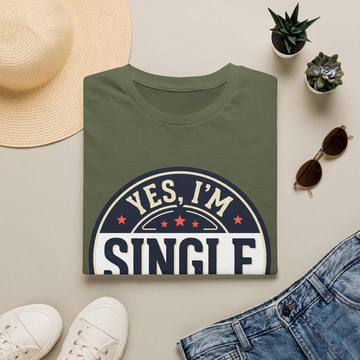 "Yes, I’m Single" Graphic Tee - Single Badge T-Shirt