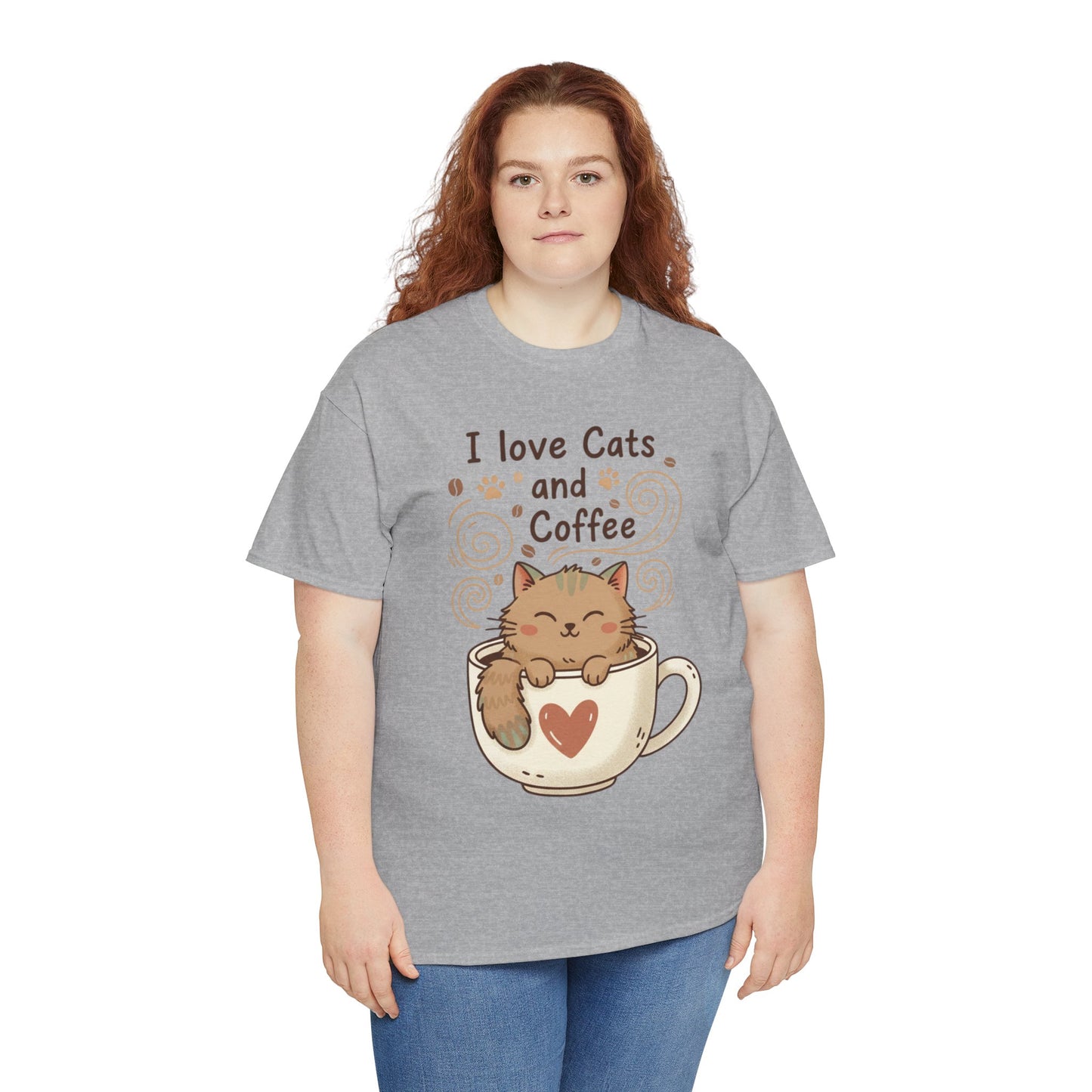 Cat and Coffee T‑Shirt — "I Love Cats and Coffee" Cute Cat in Mug Tee