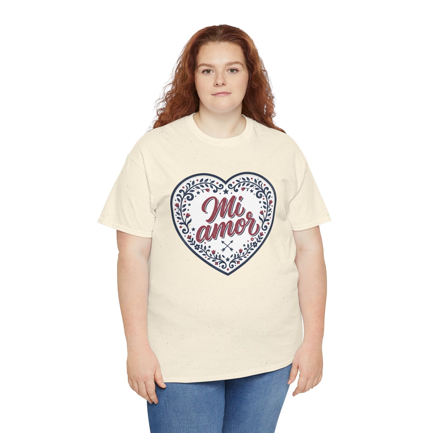 Mi Amor Heart T-Shirt — Romantic Floral Graphic Tee for Valentine’s Day