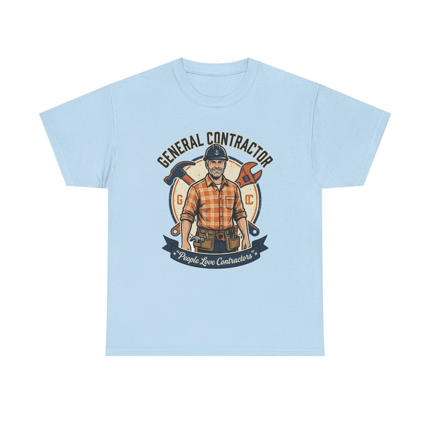 General Contractor T-Shirt — Vintage Construction Worker Logo Tee Printify