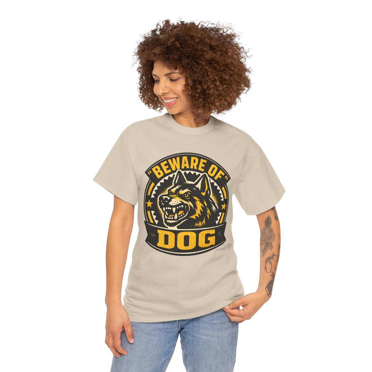 Beware of Dog T-Shirt — Retro Aggressive Dog Warning Graphic Tee Printify