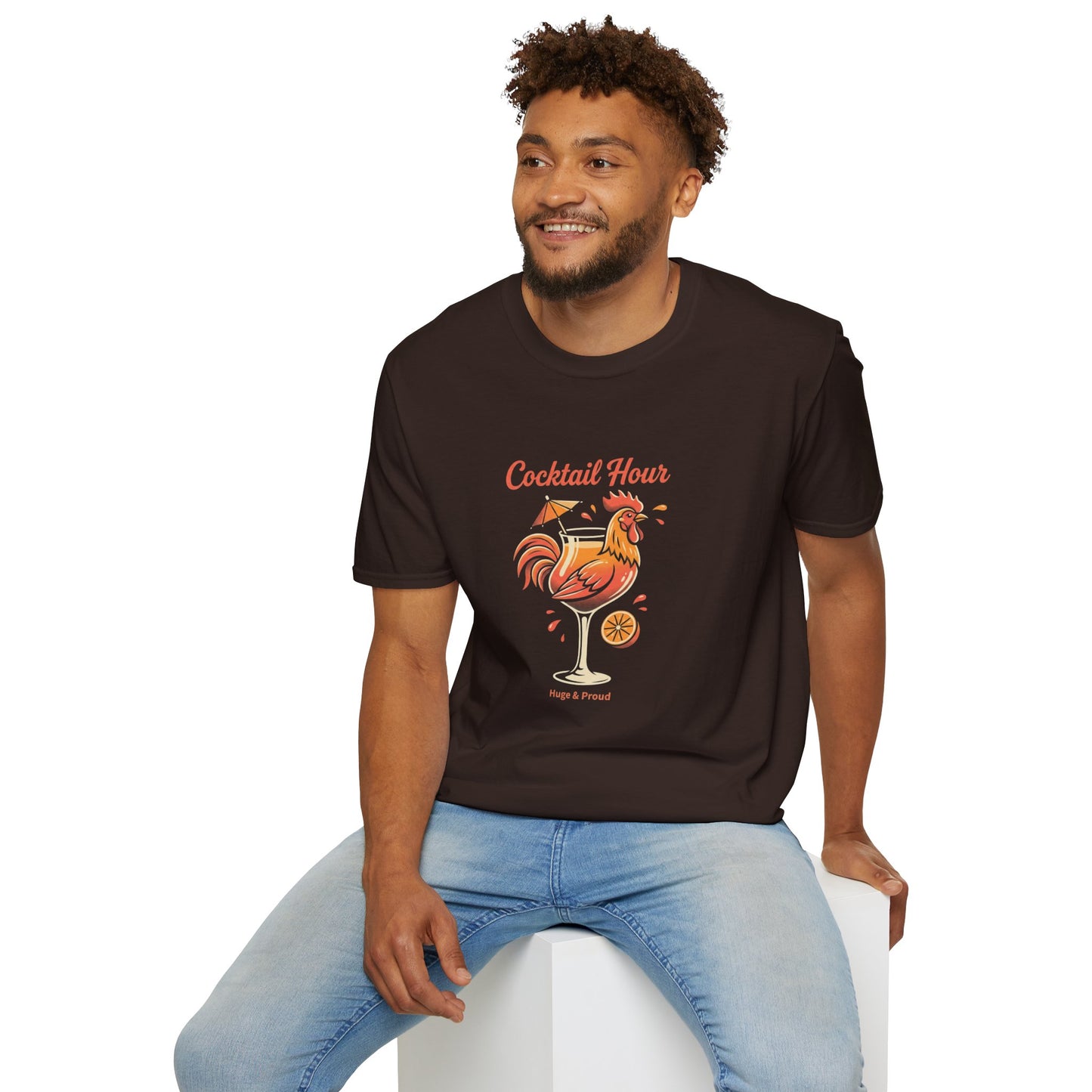 Cocktail Hour Rooster T-Shirt — Funny Bar & Happy Hour Graphic Tee