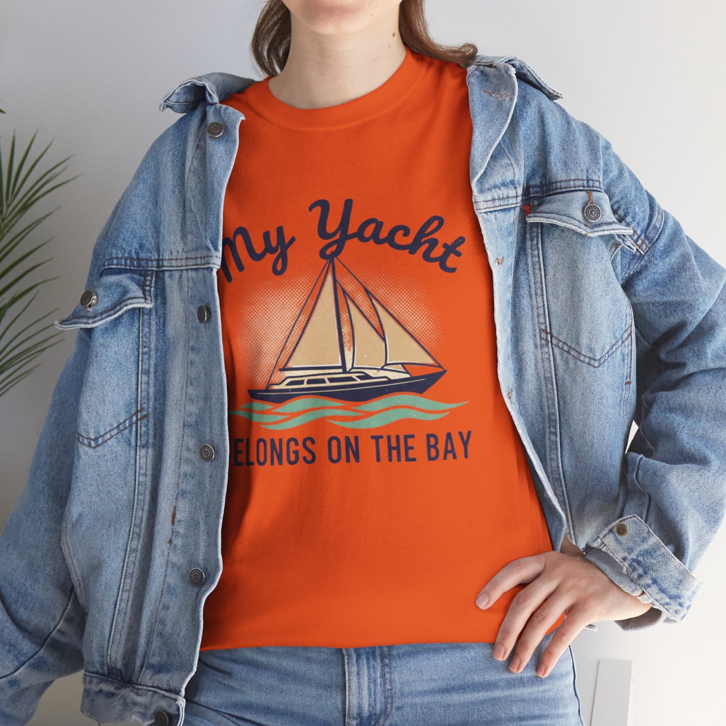 Sailboat Graphic Tee - "My Yacht Belongs on the Bay" Casual Nautical T-Shirt