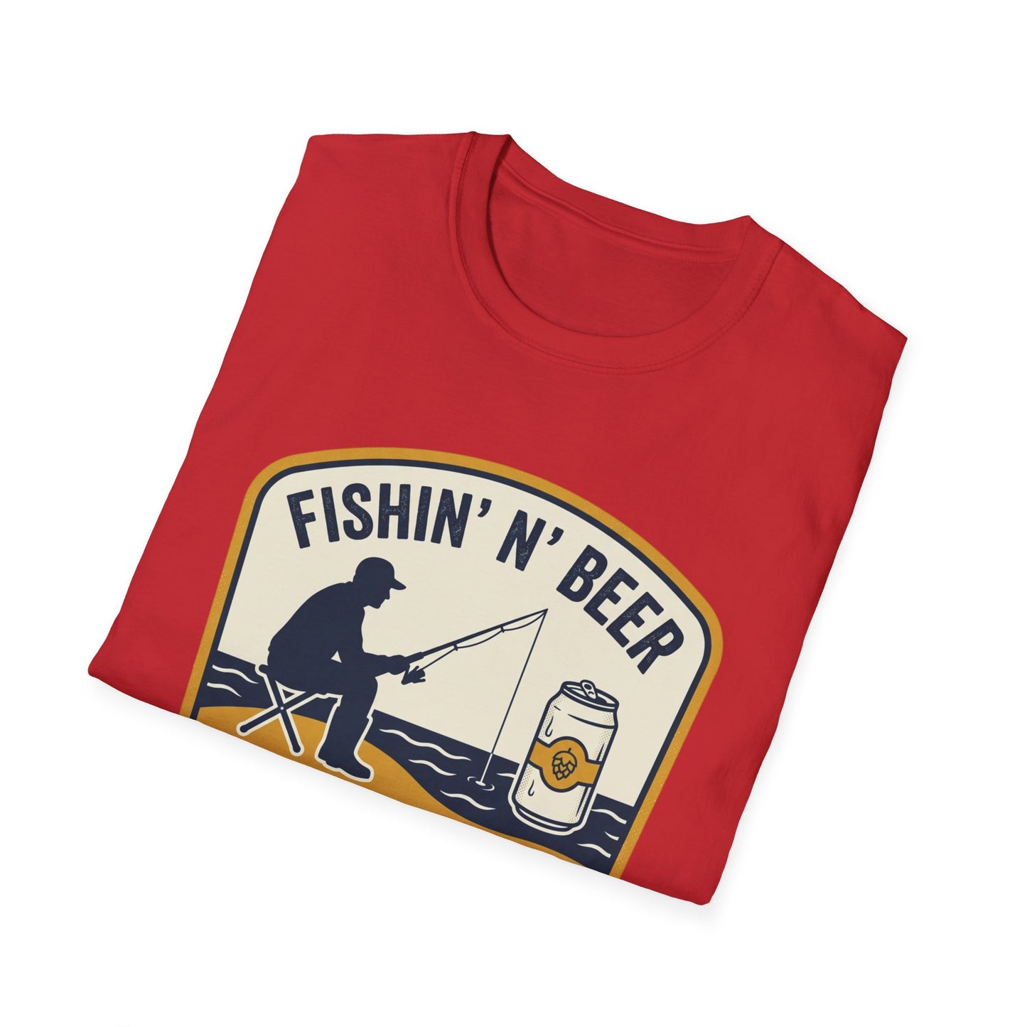 Fishing N' Beer T-Shirt — "Fishin' N' Beer That's Why I'm Here" Fishing Graphic Shirt