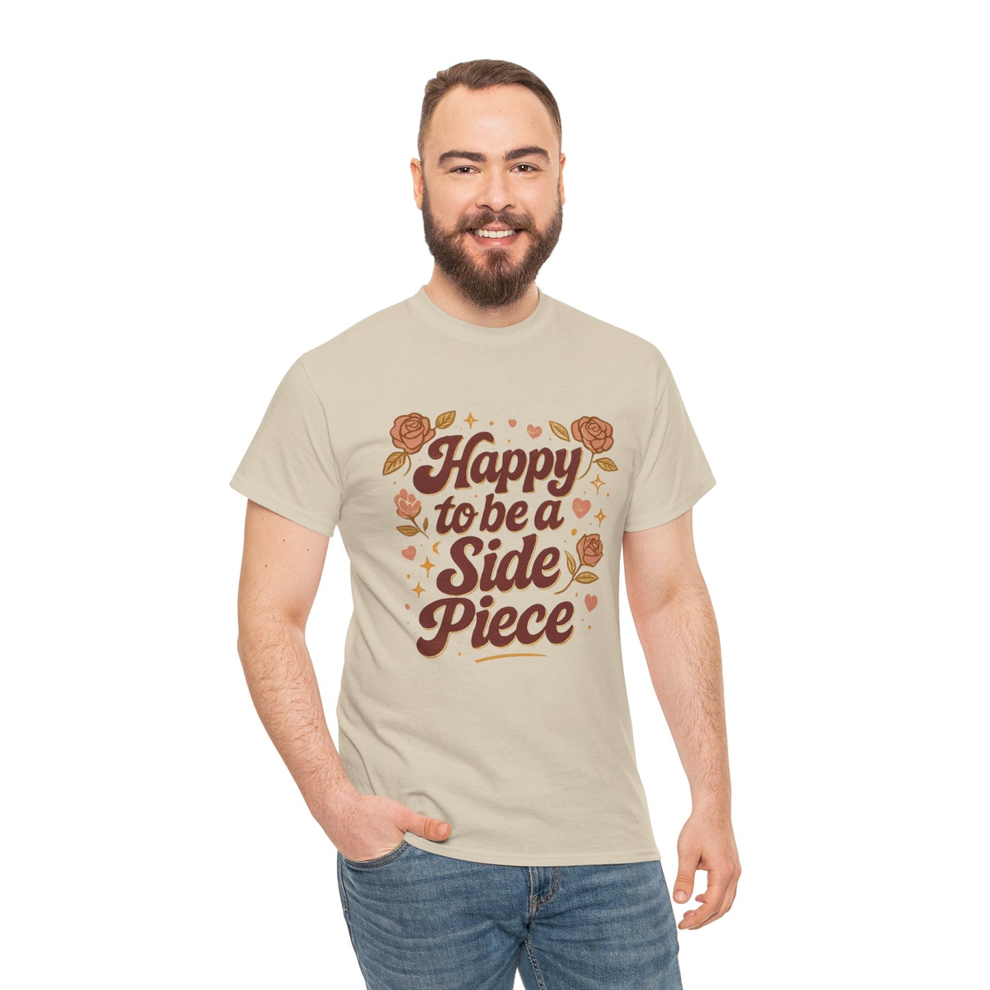 Happy to Be a Side Piece Tee — Retro Floral Statement T-Shirt