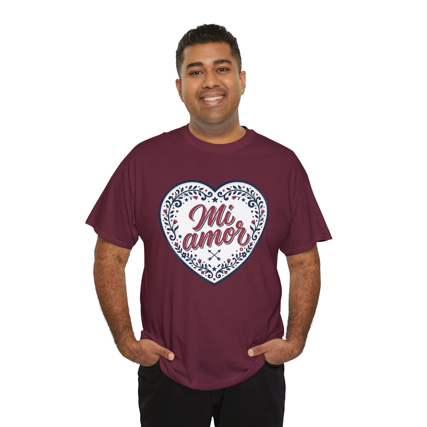 Mi Amor Heart T-Shirt — Romantic Floral Graphic Tee for Valentine’s Day