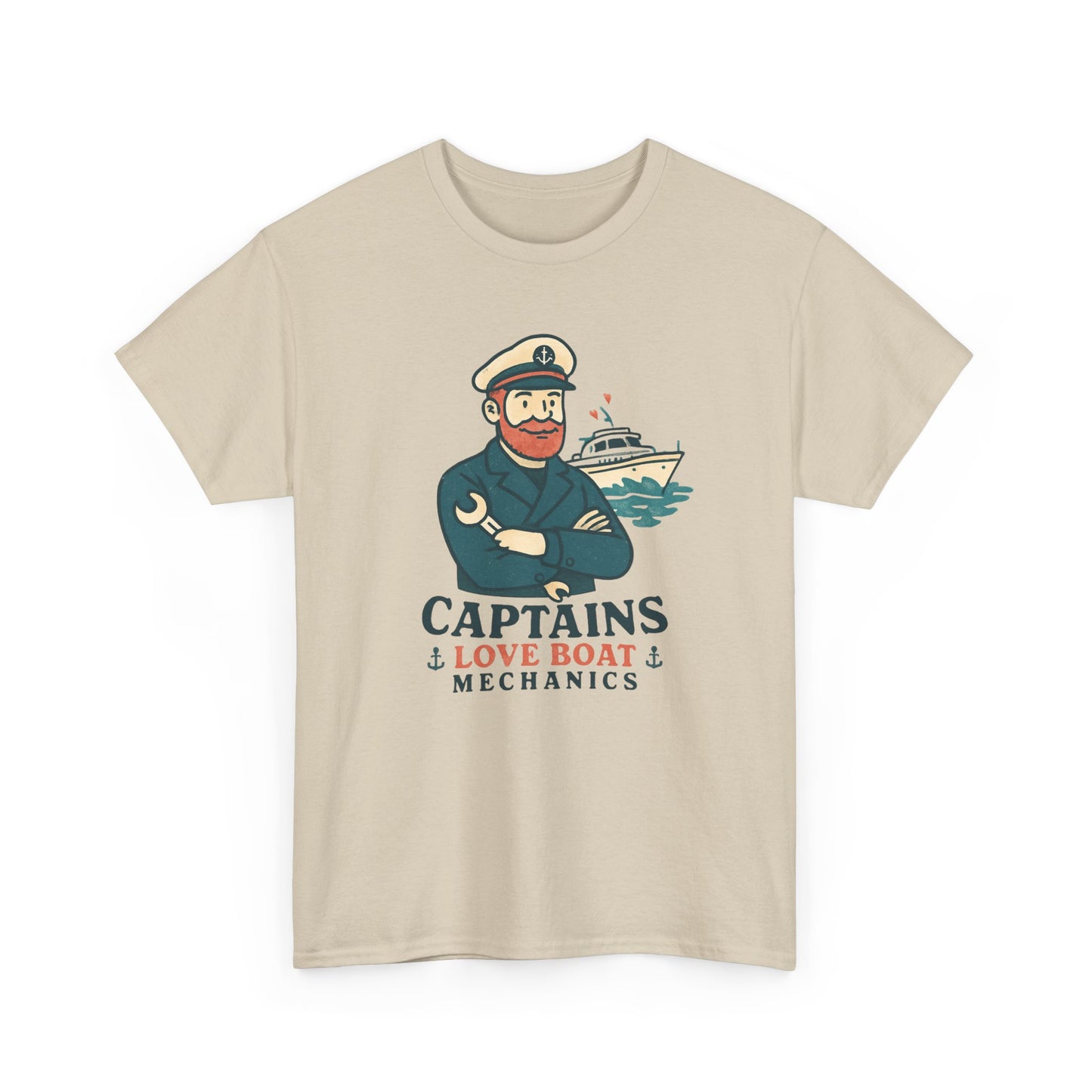 Captain Mechanics T‑Shirt — "Captains Love Boat Mechanics" Nautical Crew Tee