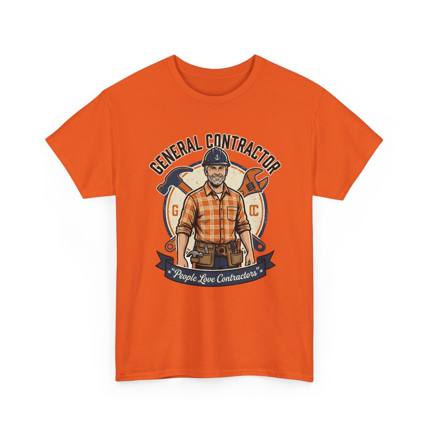 General Contractor T-Shirt — Vintage Construction Worker Logo Tee Printify