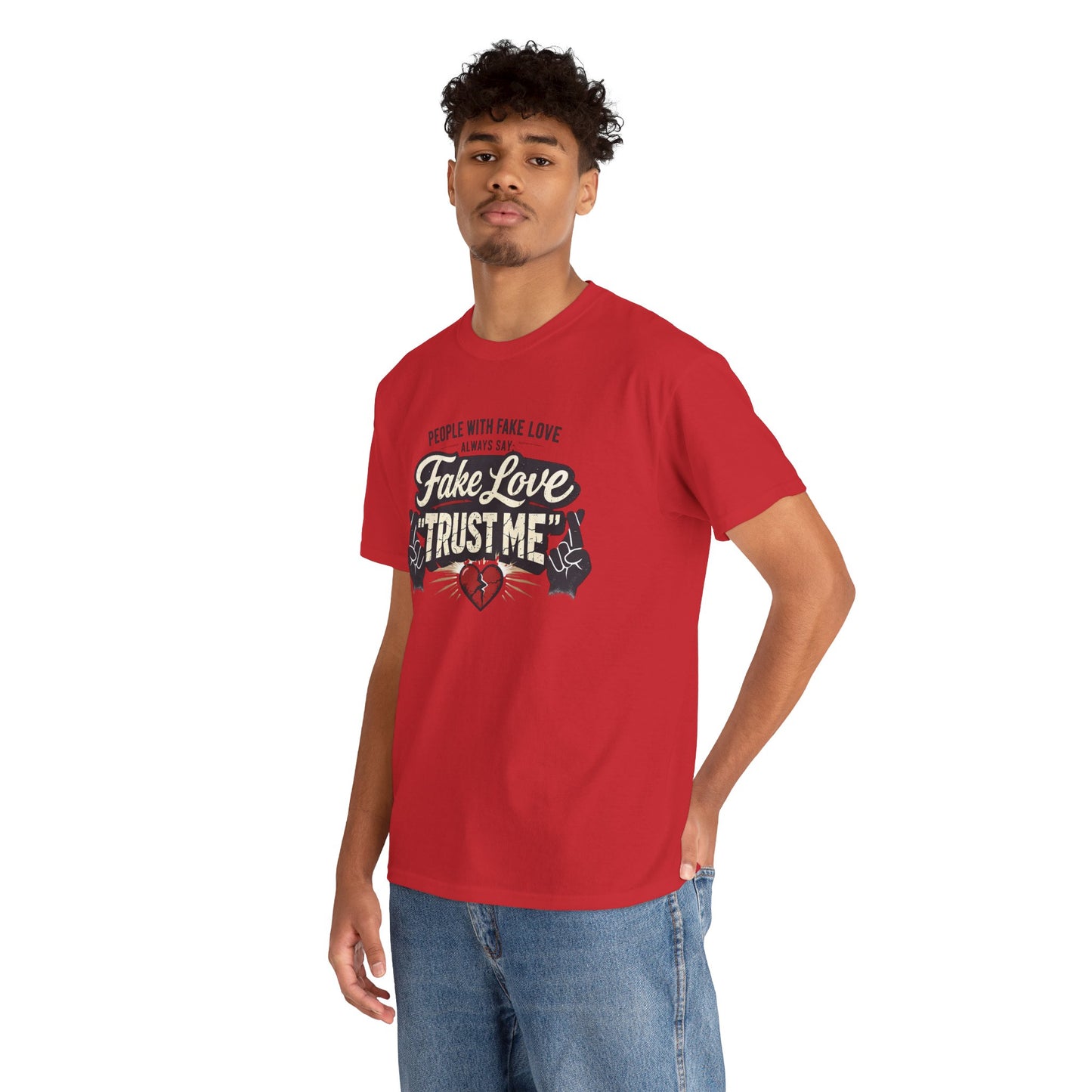 Fake Love Trust Me T-Shirt – Vintage Tattoo Heart Graphic Tee