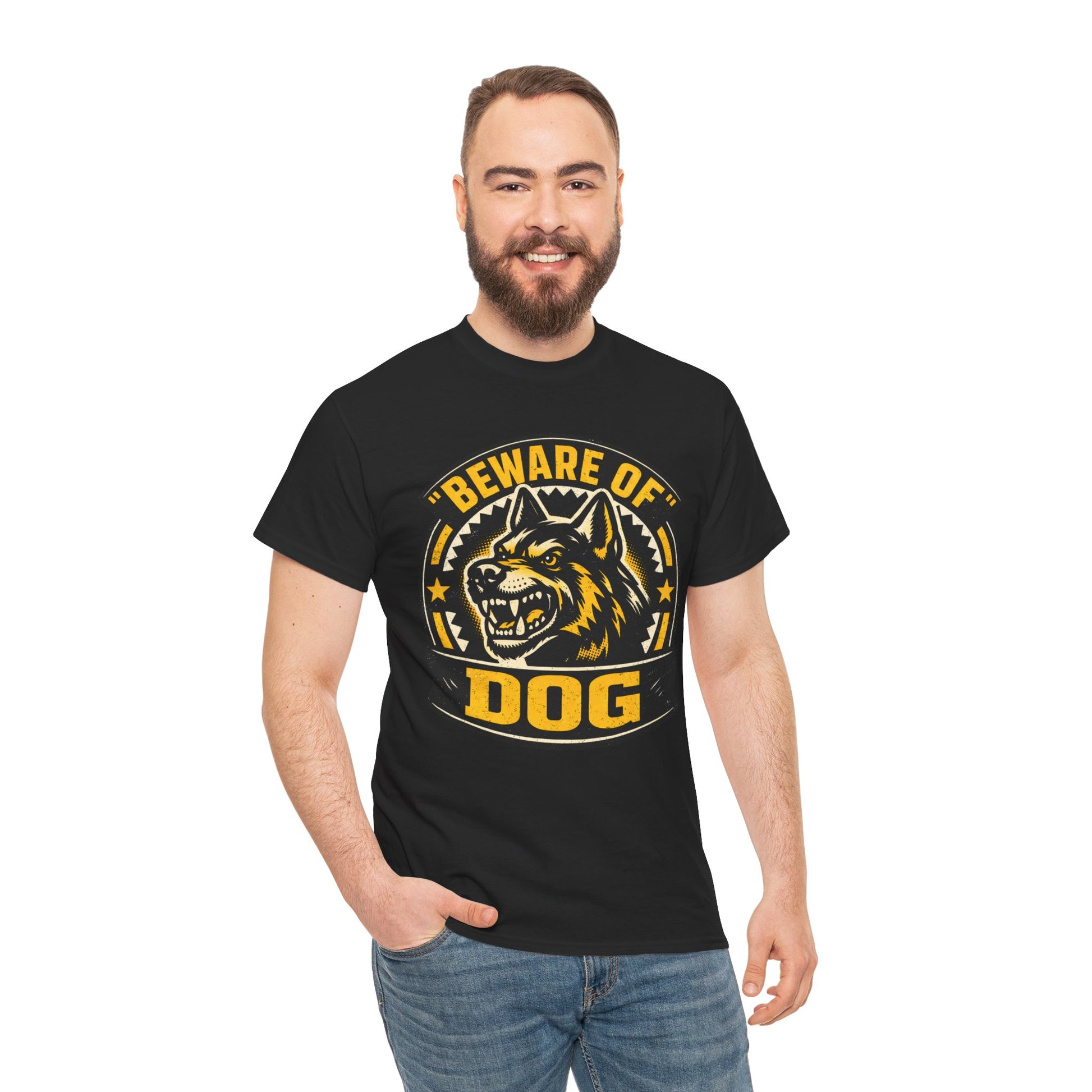 Beware of Dog T-Shirt — Retro Aggressive Dog Warning Graphic Tee Printify
