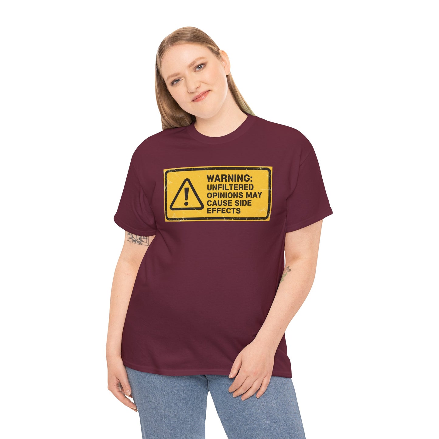 T-Shirt — "Warning: Unfiltered Opinions May Cause Side Effects" Graphic Tee