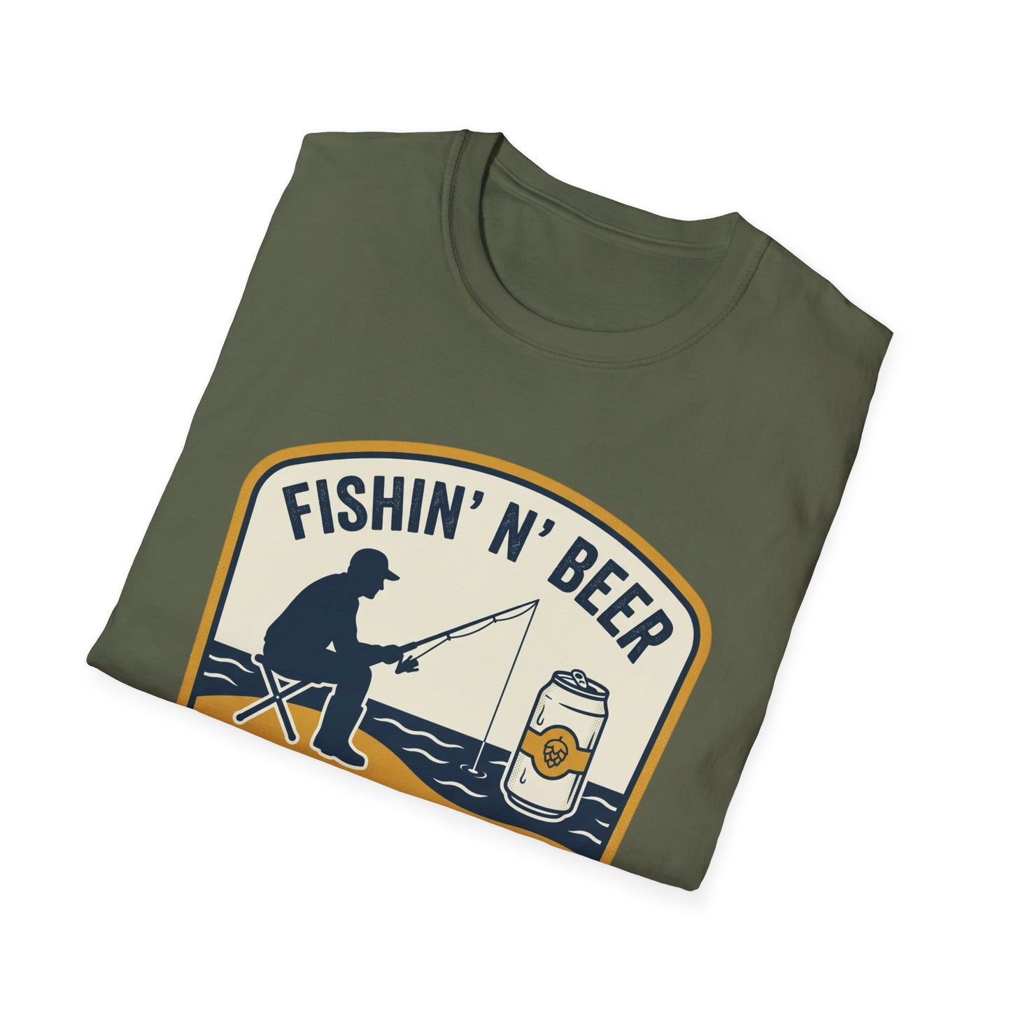 Fishing N' Beer T-Shirt — "Fishin' N' Beer That's Why I'm Here" Fishing Graphic Shirt