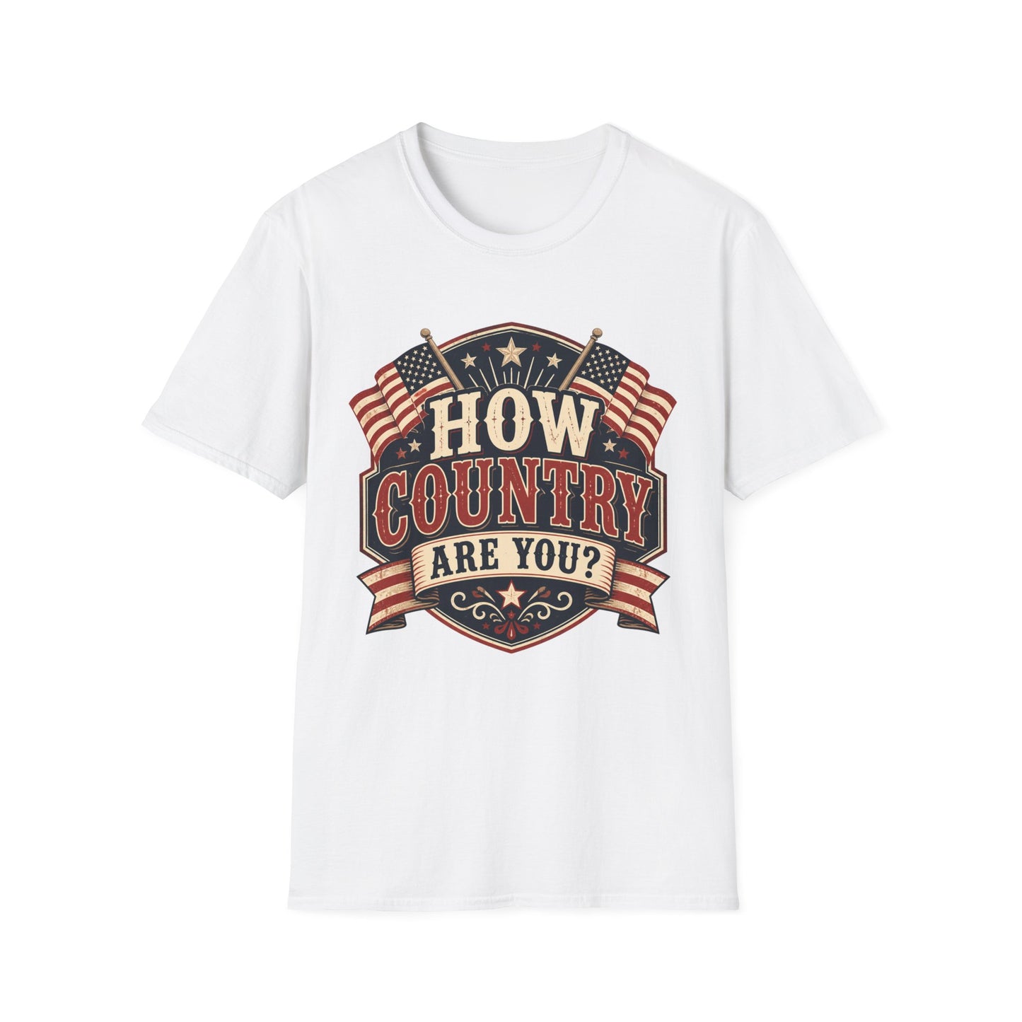 How Country Are You? T-Shirt — Vintage American Flag Country Graphic Tee