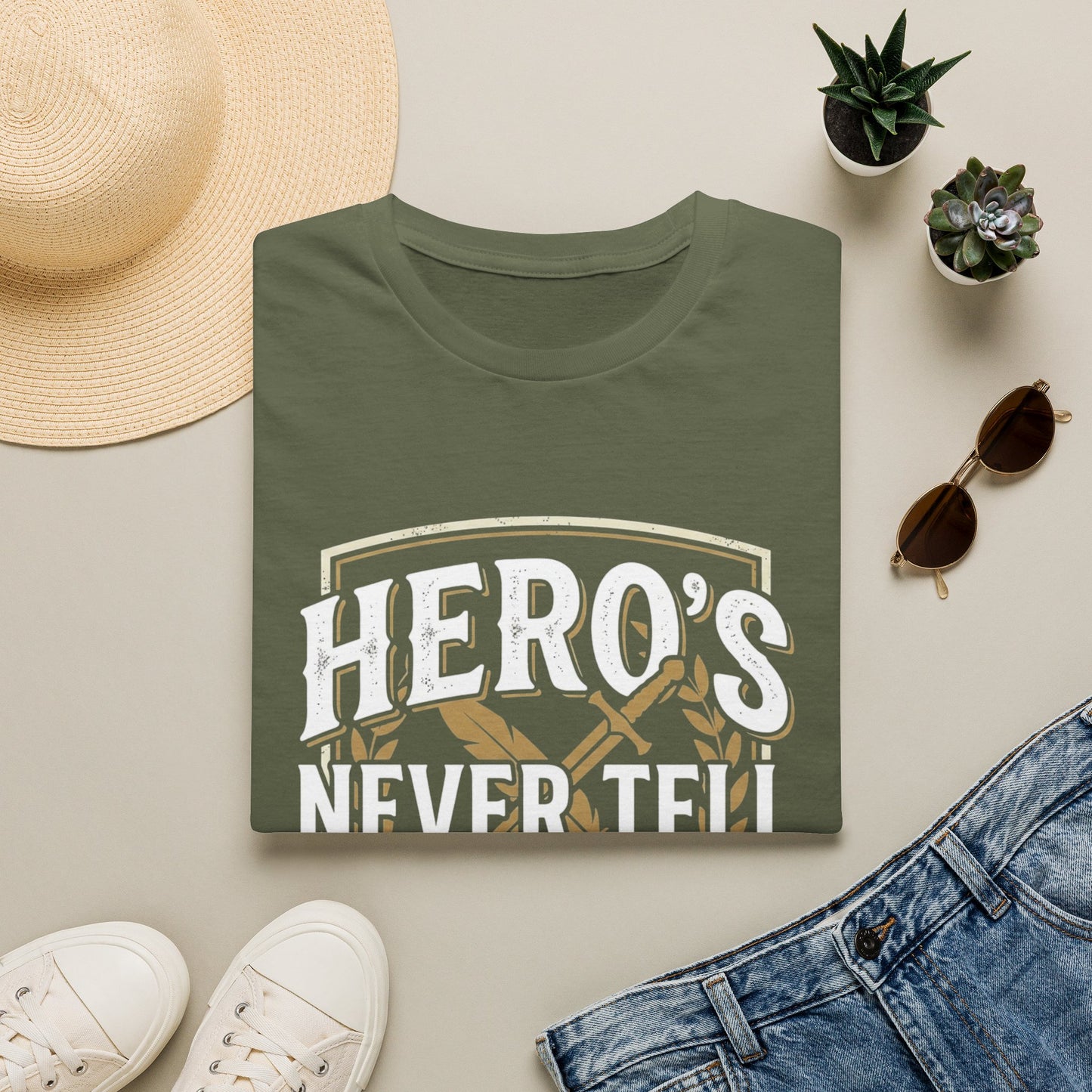 Hero's Never Tell T-Shirt — 'Hero's Never Tell Their Own Story' Graphic Tee for Veterans & First Responders