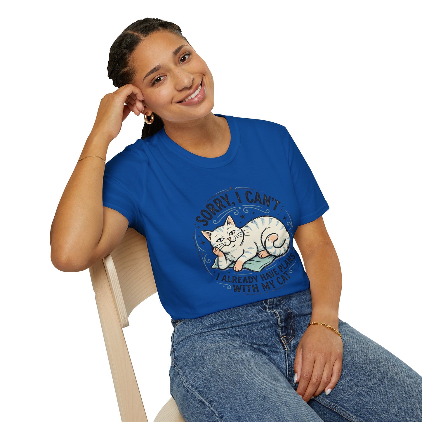 "Sorry, I Can’t — I Already Have Plans With My Cat" Cute Cat Graphic Tee