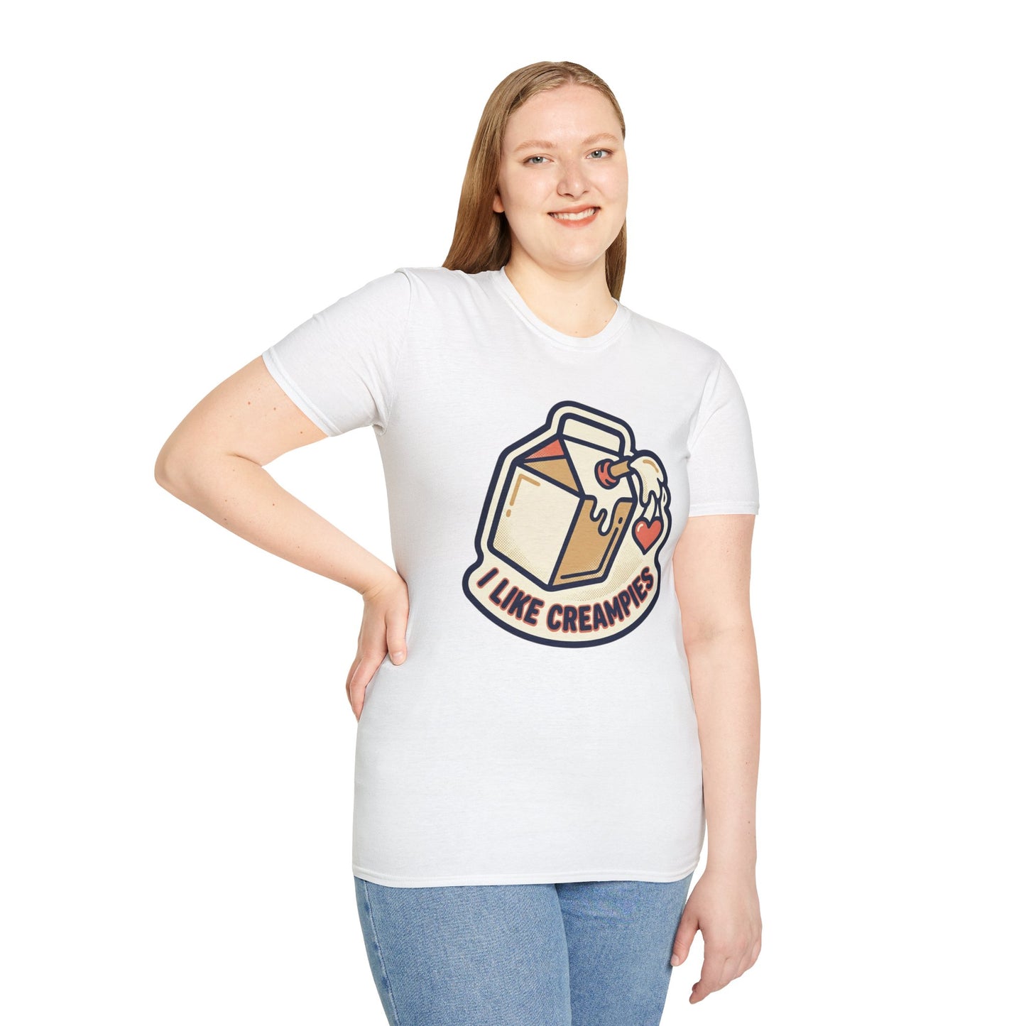 Cream Pie Cartoon T-Shirt — "I Like Creampies" Retro Milk Carton Graphic Tee