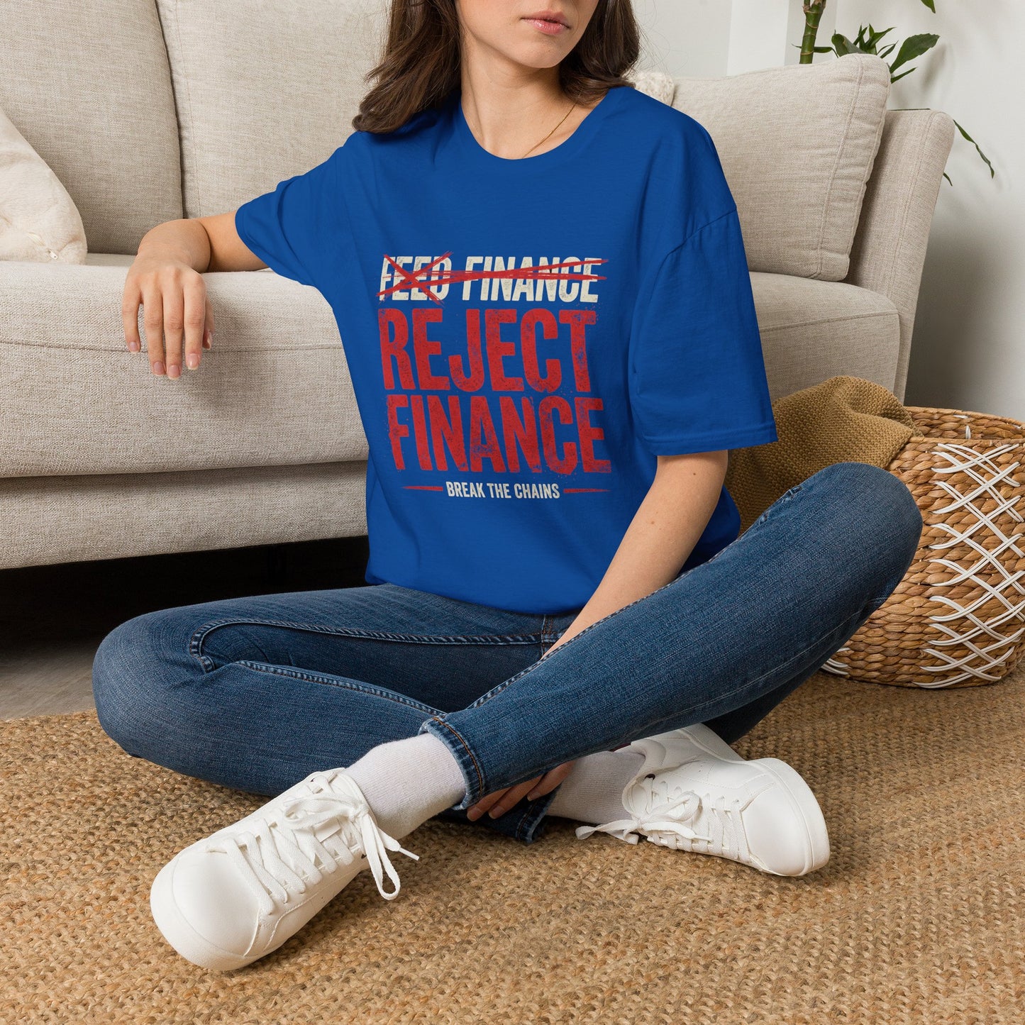 Reject Finance T-Shirt — Bold Red Protest Graphic Tee