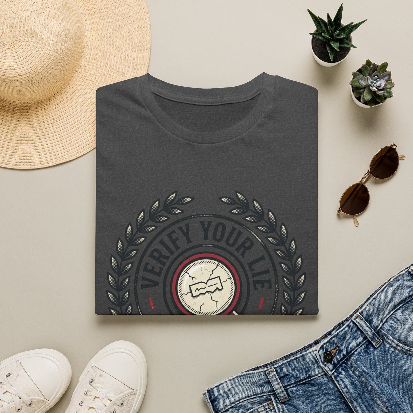 Verify Your Life T-Shirt — Vintage Badge Graphic Tee for Curious Minds
