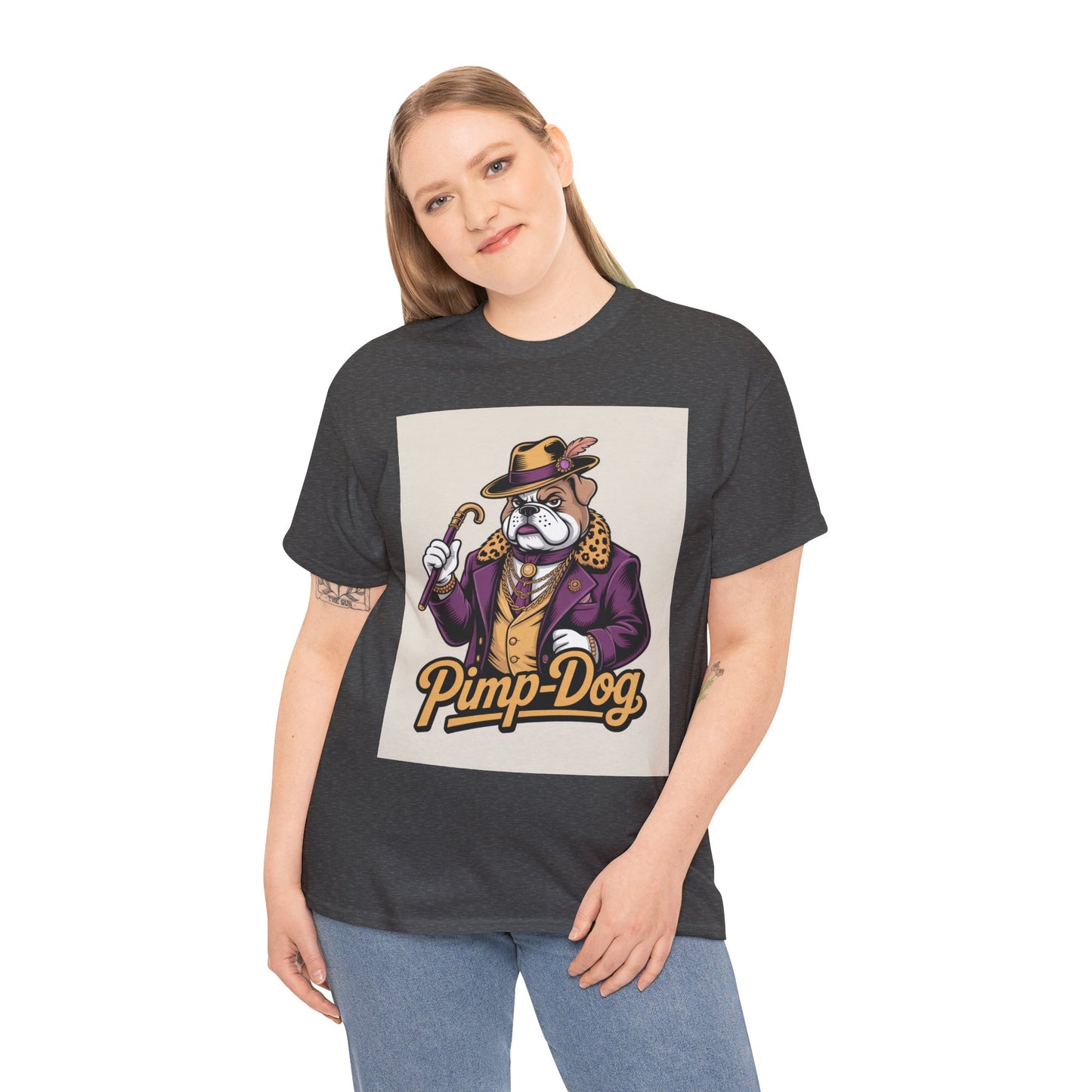 Pimp-Dog Graphic Tee — Retro Bulldog Character Shirt Printify