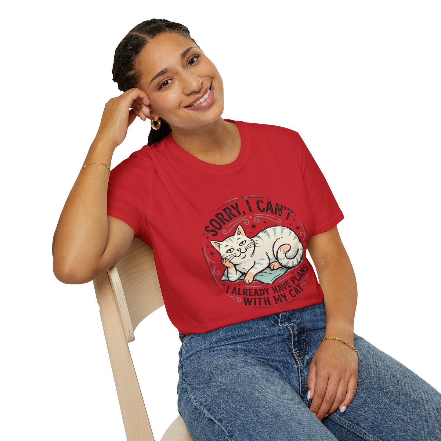 "Sorry, I Can’t — I Already Have Plans With My Cat" Cute Cat Graphic Tee