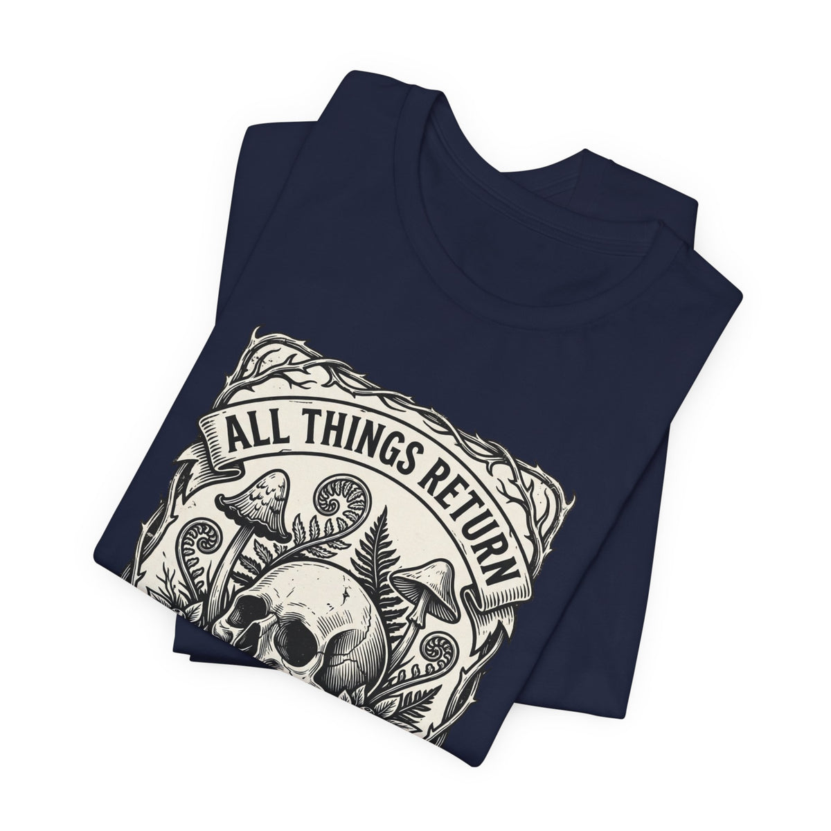 All Things Return skull mushroom botanical tee | Gothic botanicals