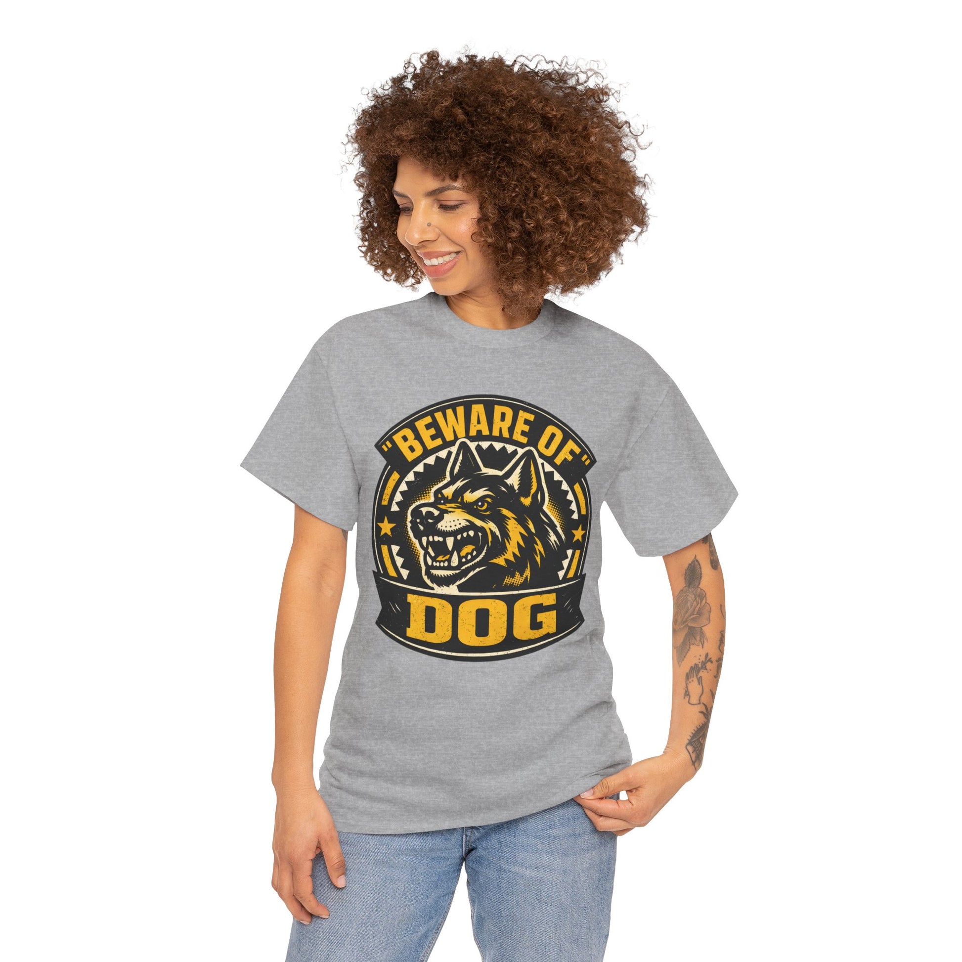 Beware of Dog T-Shirt — Retro Aggressive Dog Warning Graphic Tee Printify