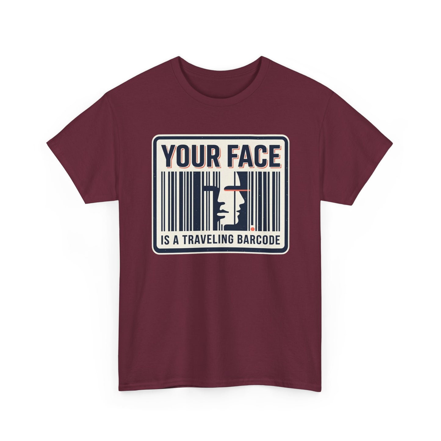 "Your Face Is a Traveling Barcode" Graphic Tee