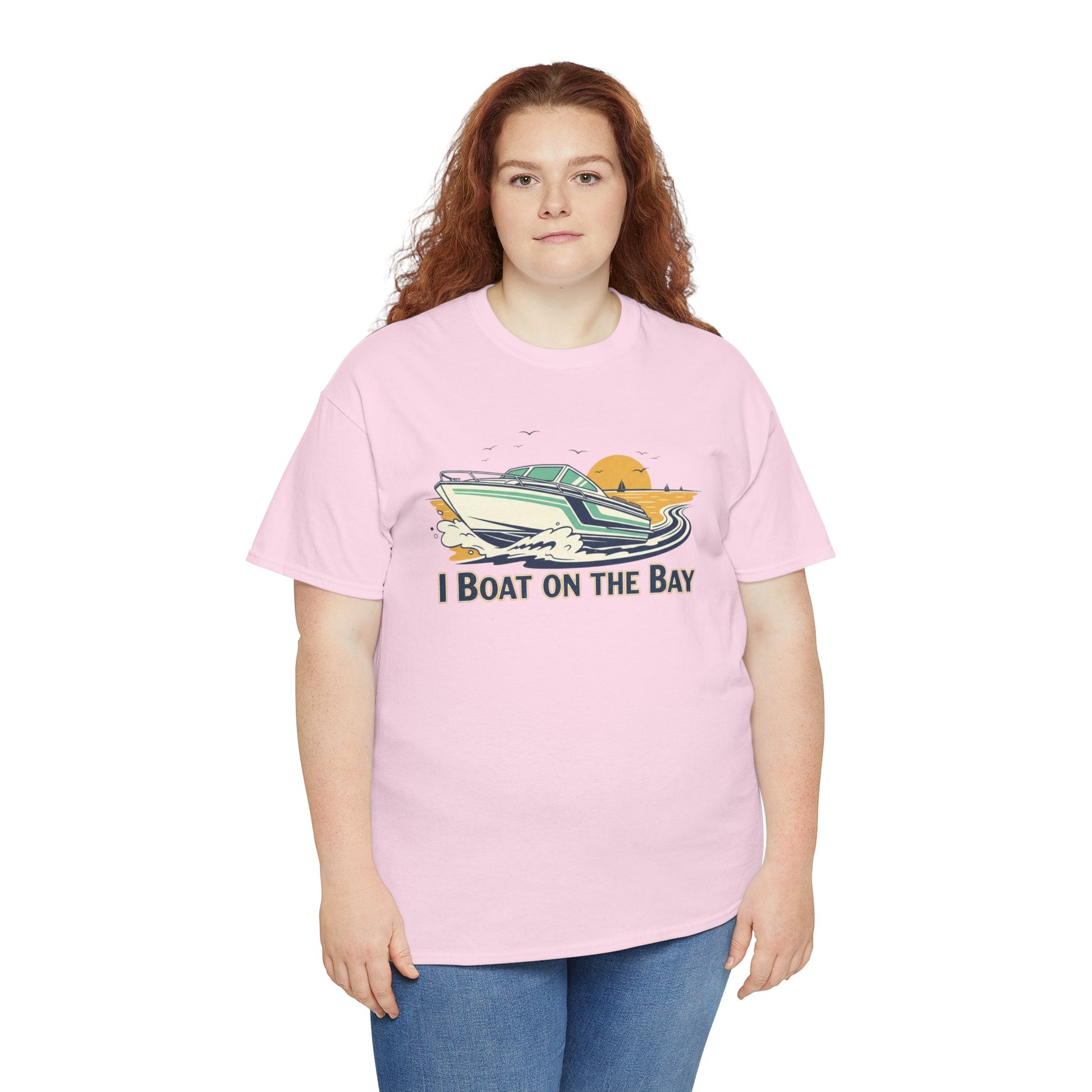 Boat on the Bay T-Shirt — Retro Motorboat Sunset Tee Printify