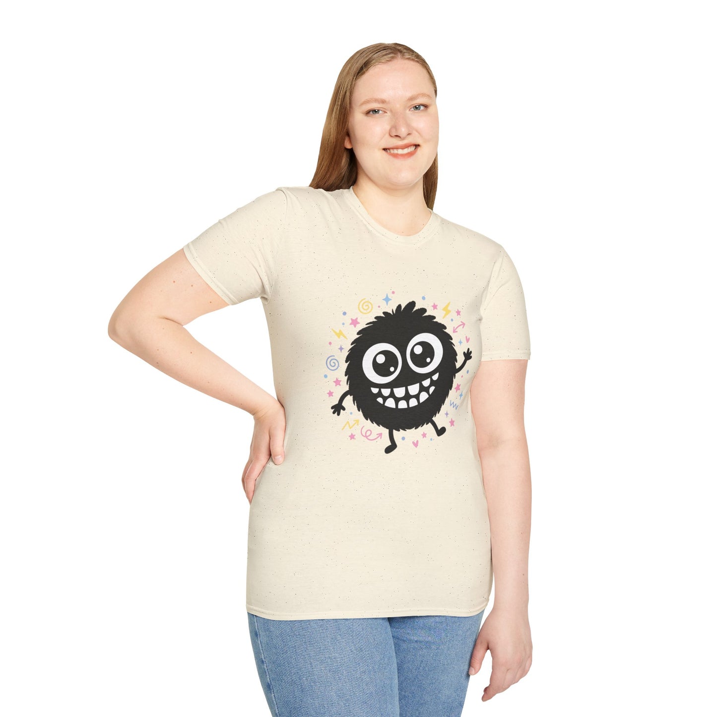 Cute Fuzzy Monster T-Shirt — Playful Cartoon Graphic Tee for Kids & Adults